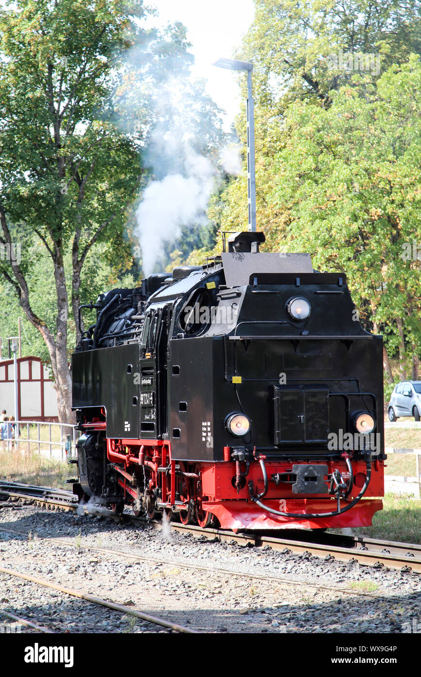 an old narrow gauge steam locomotive Stock Photo