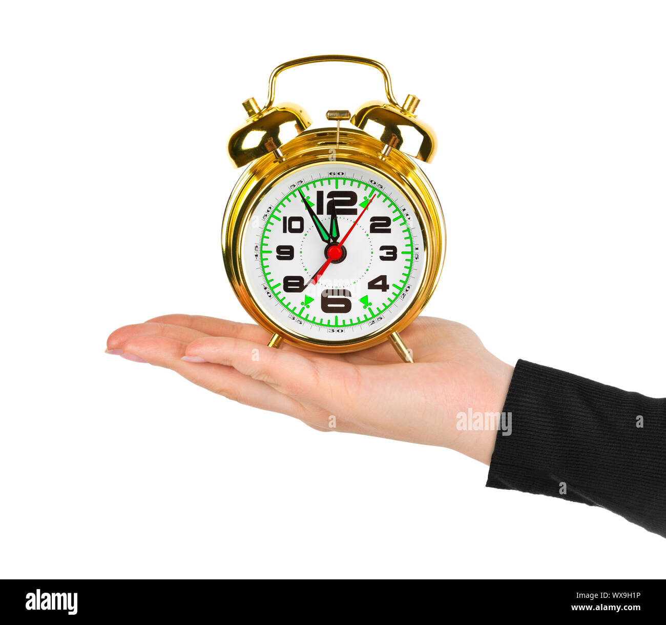 Hand with alarm clock Stock Photo Alamy