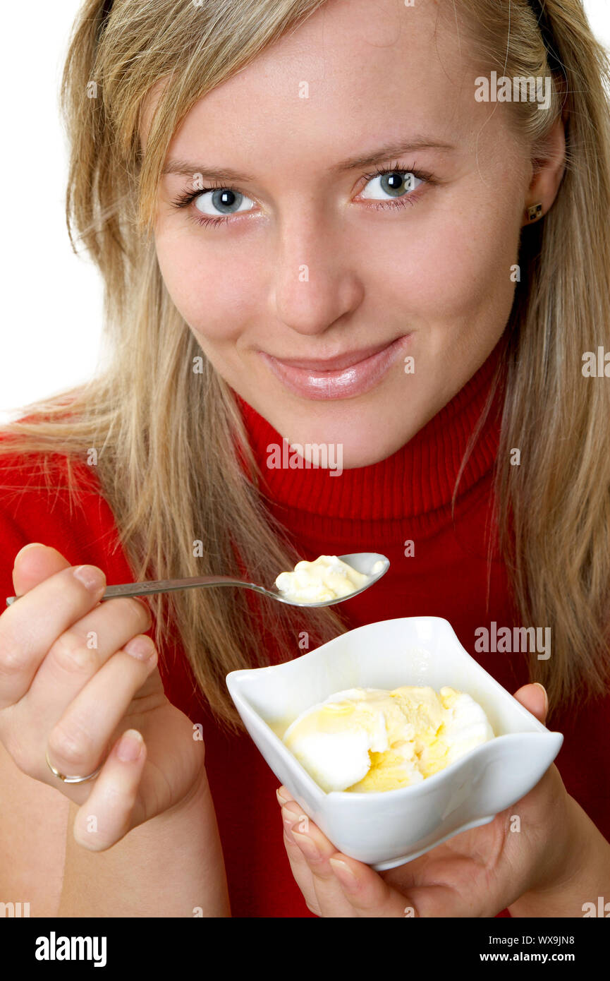 eating ice cream Stock Photo Alamy