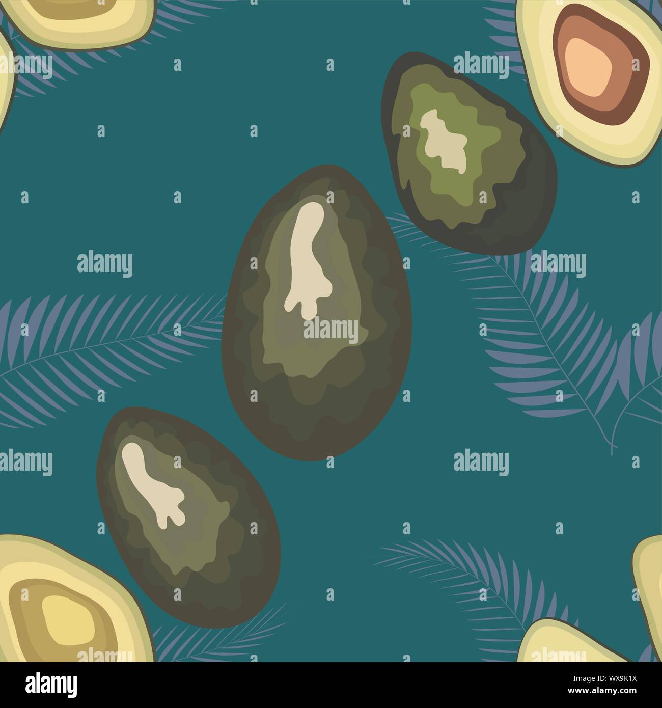 Tropical seamless pattern with avocado and leaves. Pattern for kitchen ...