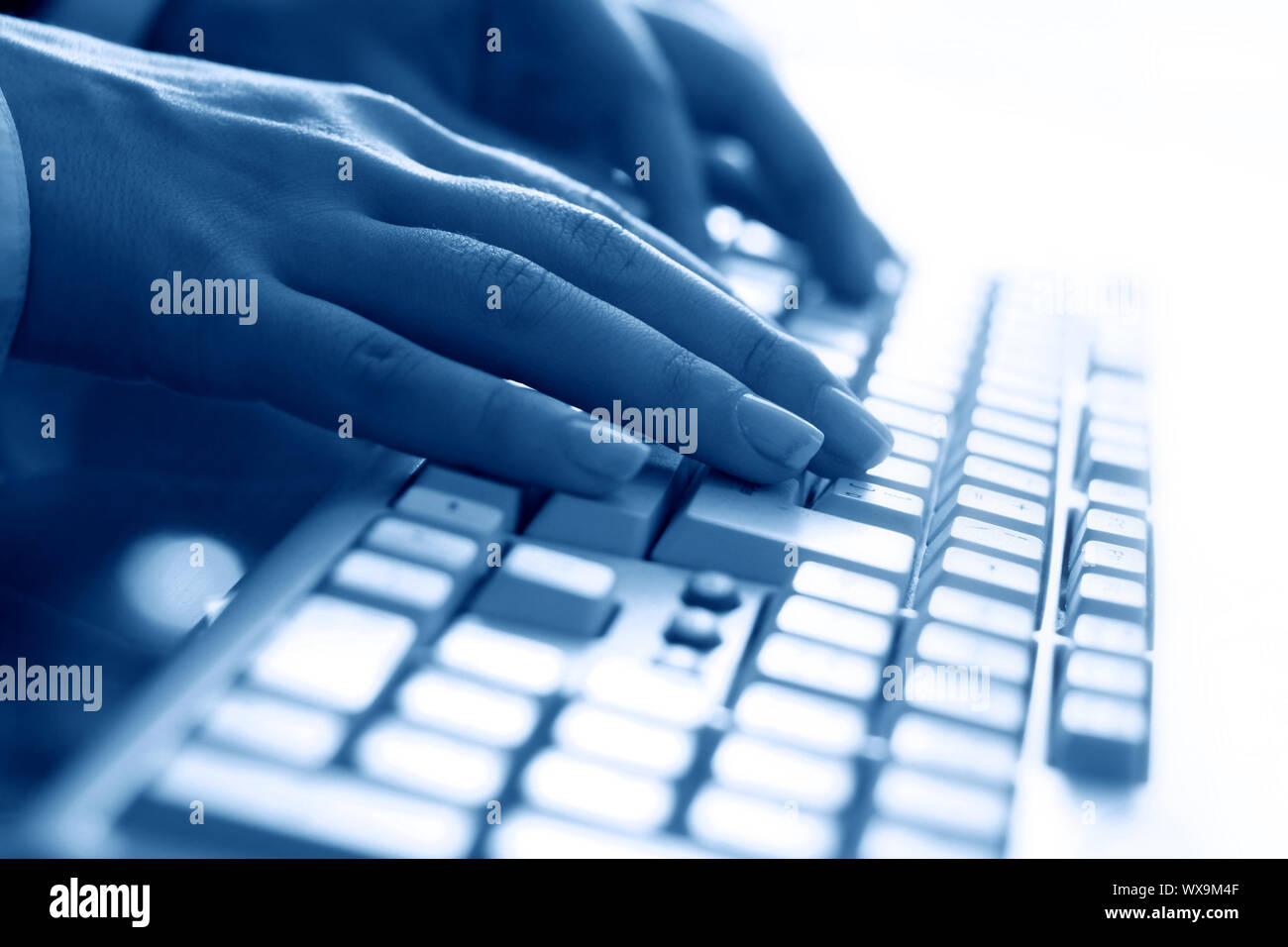 keyboard work hand background Stock Photo - Alamy
