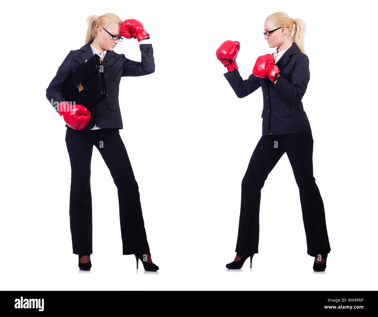 Pair in funny boxing concept Stock Photo