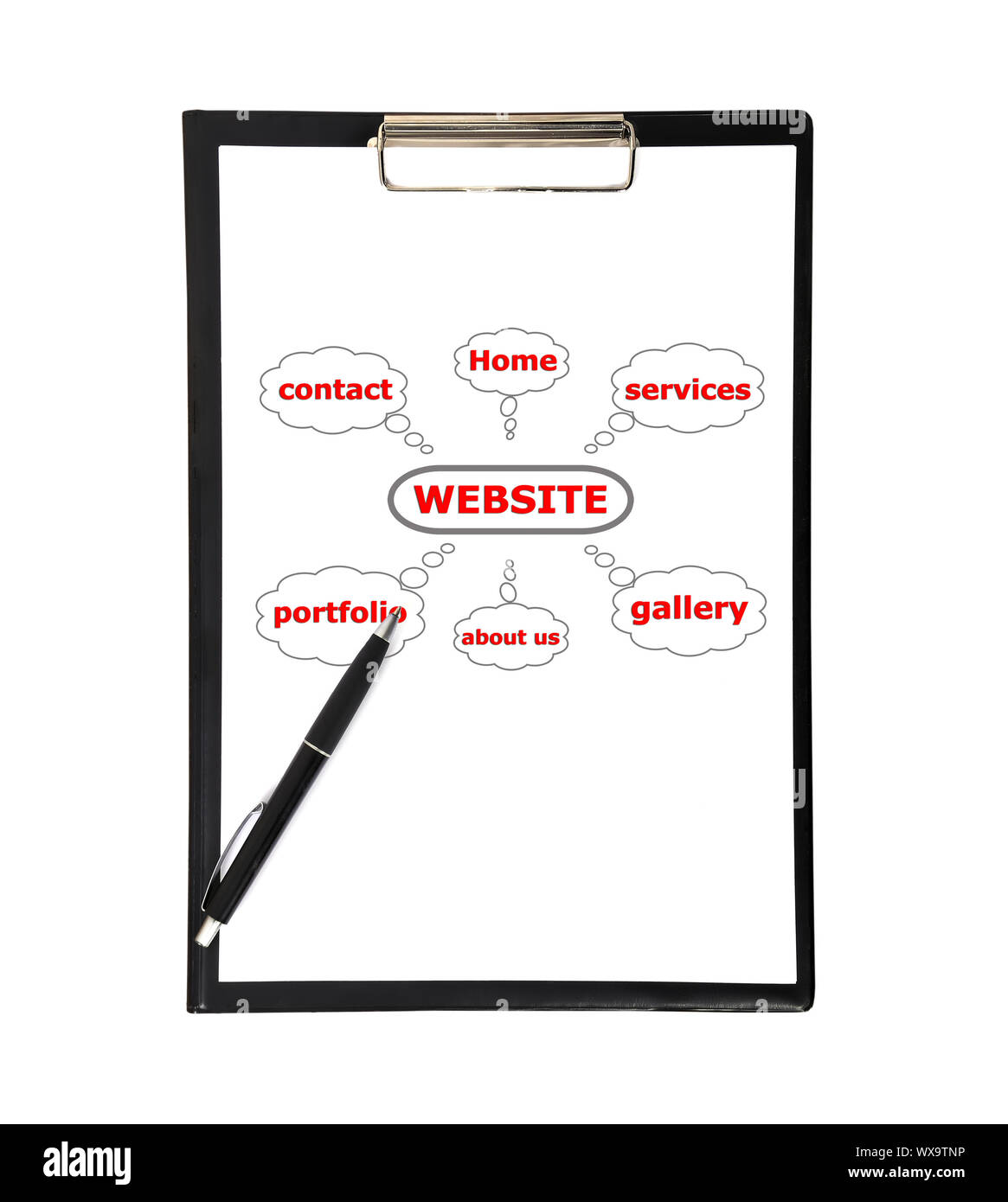 scheme website in clipboard and pen Stock Photo