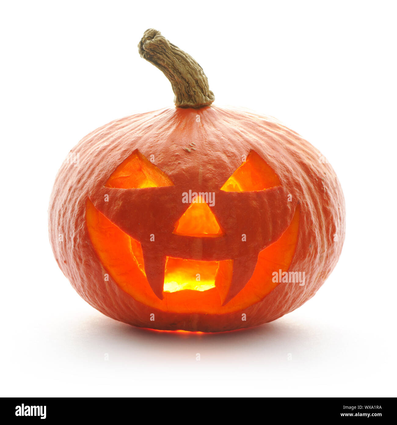 Halloween pumpkin Jack O'Lantern isolated on white Stock Photo - Alamy