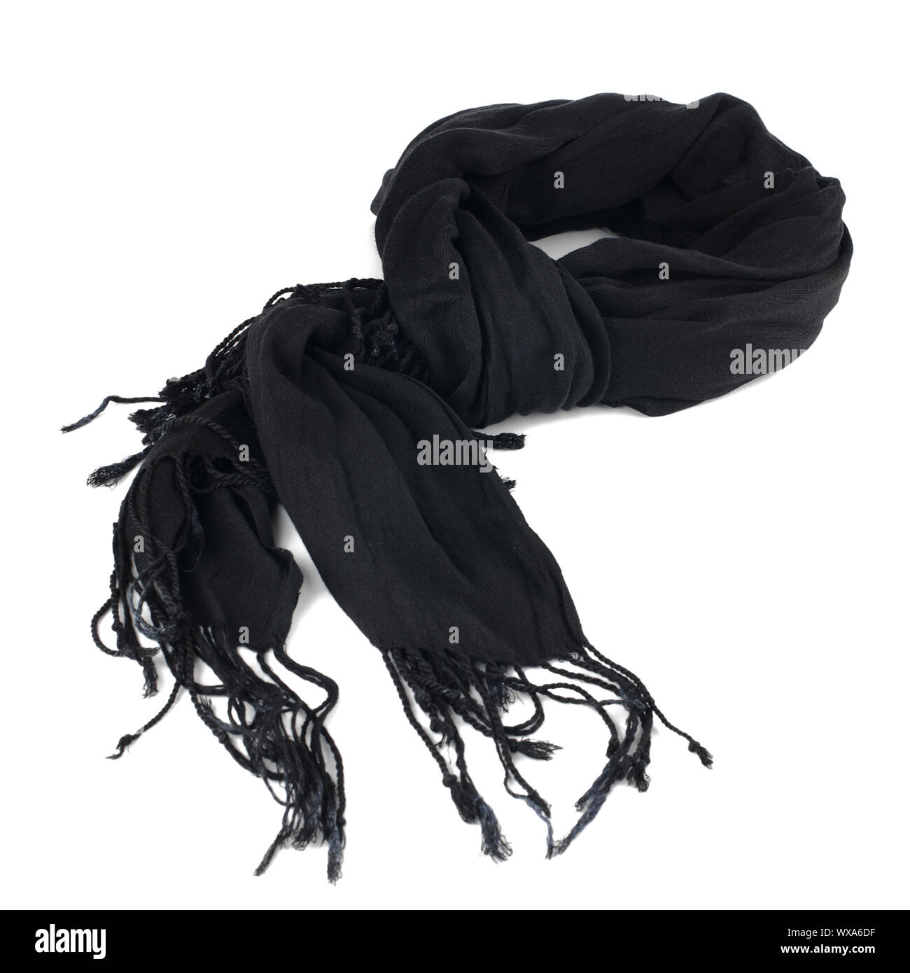 Warm scarf in black isolated on white background Stock Photo - Alamy