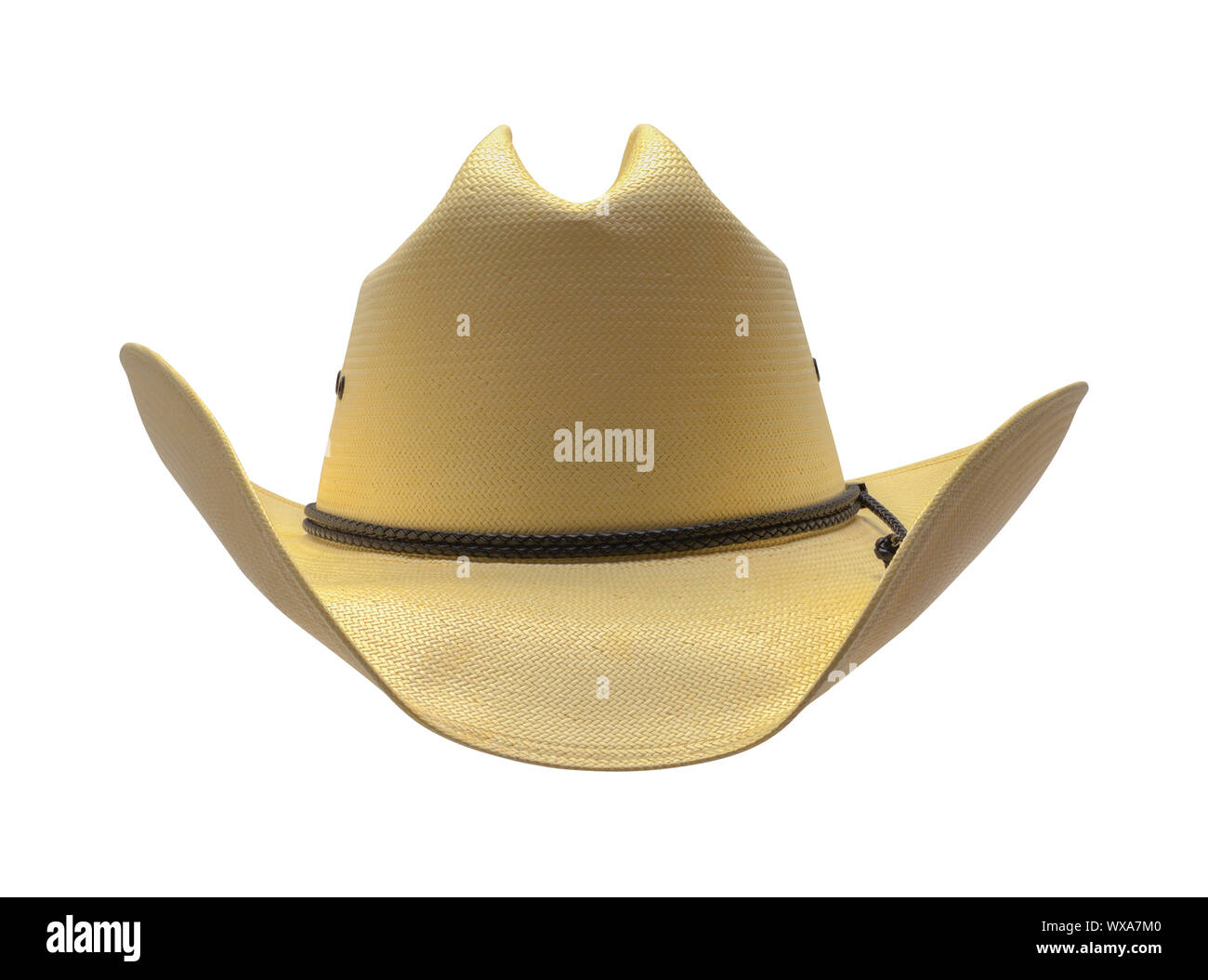 Cowboy Hat Front View Cut Out on White. Stock Photo