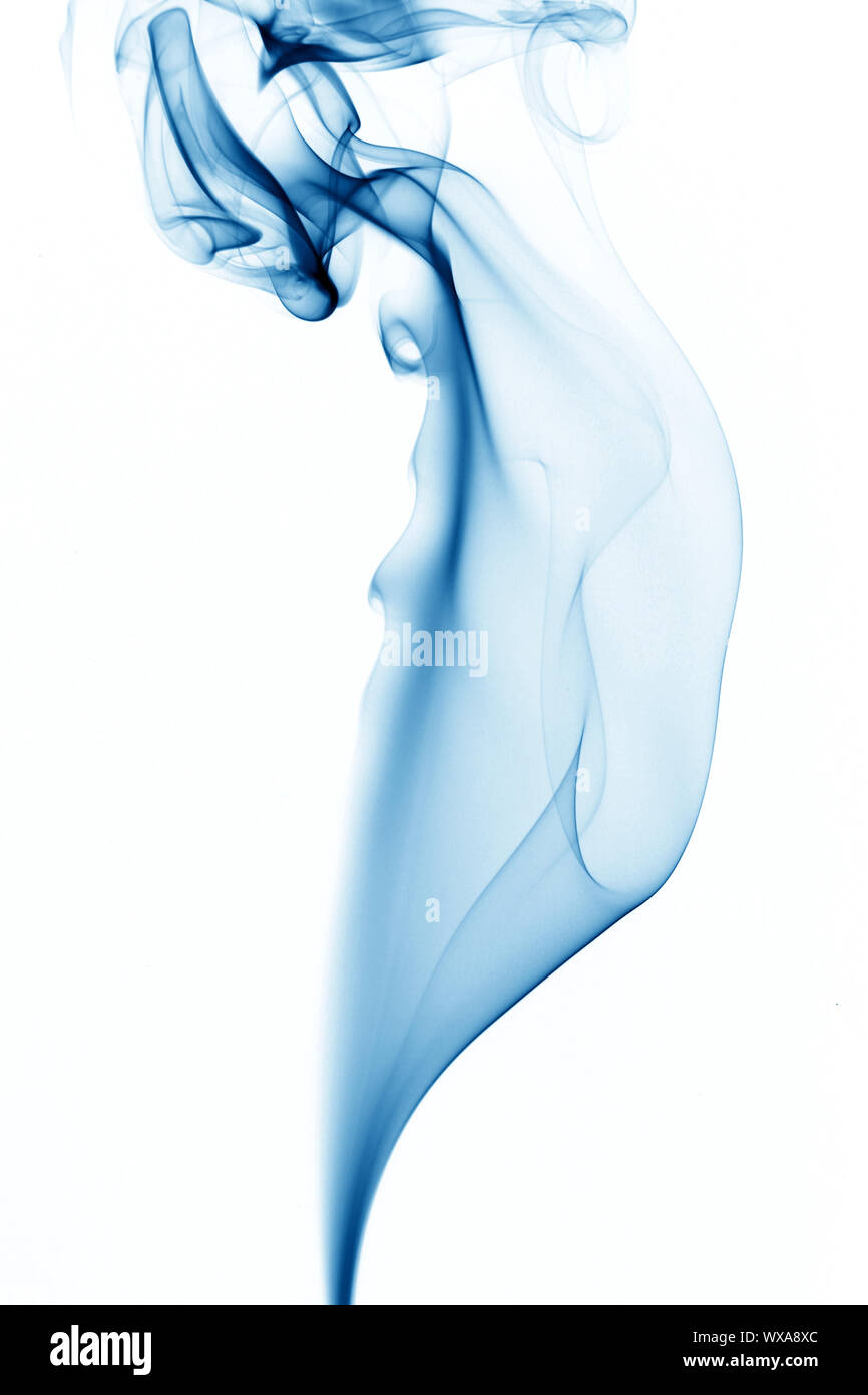 blue smoke on white background Stock Photo - Alamy