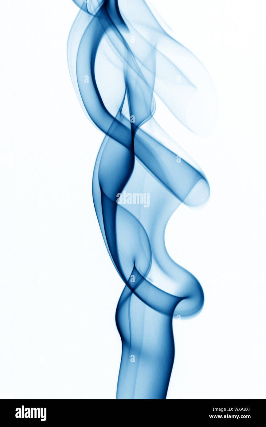 blue smoke on white background Stock Photo - Alamy