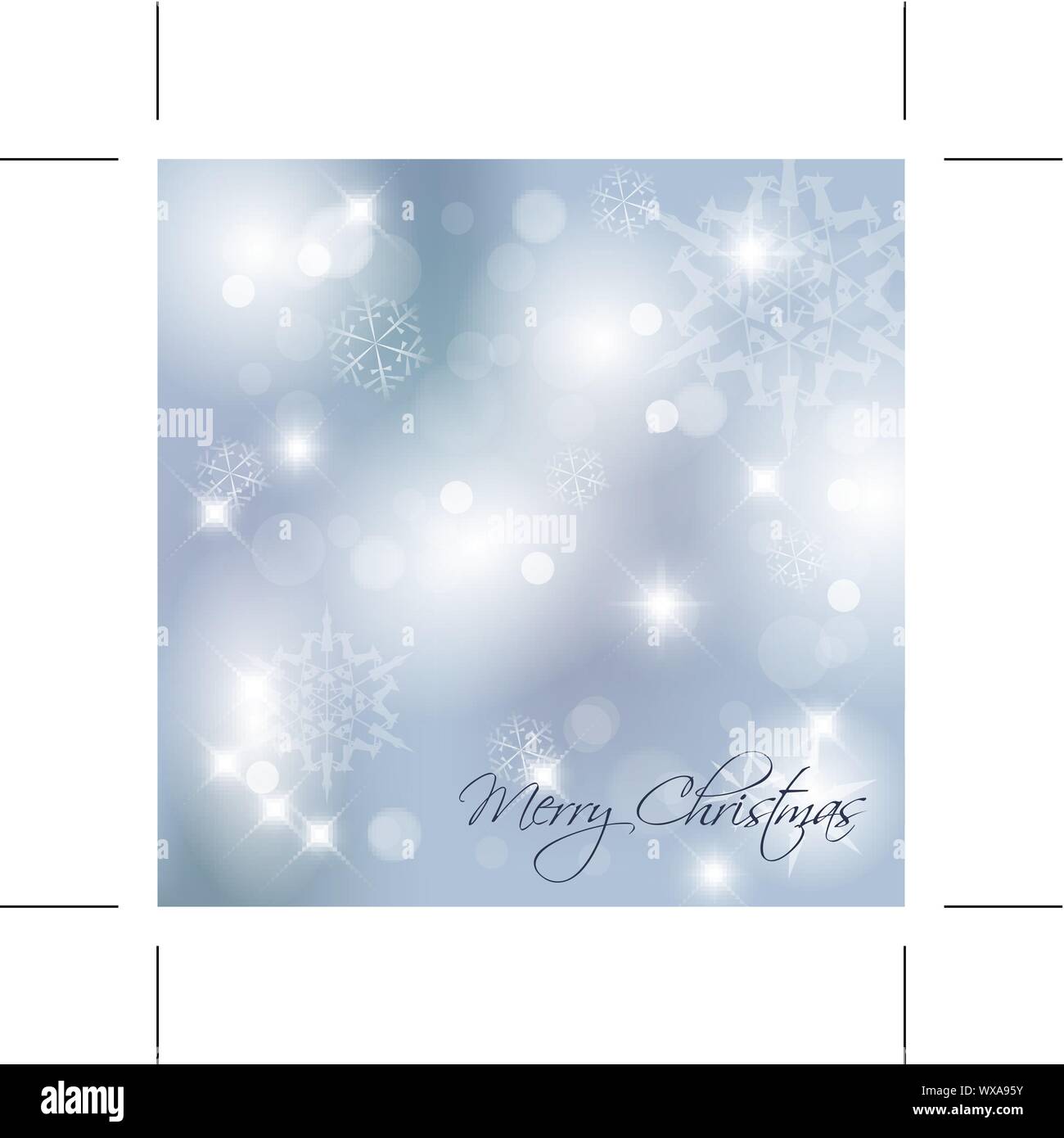Blue Vector Christmas background with white snowflakes and place for ...