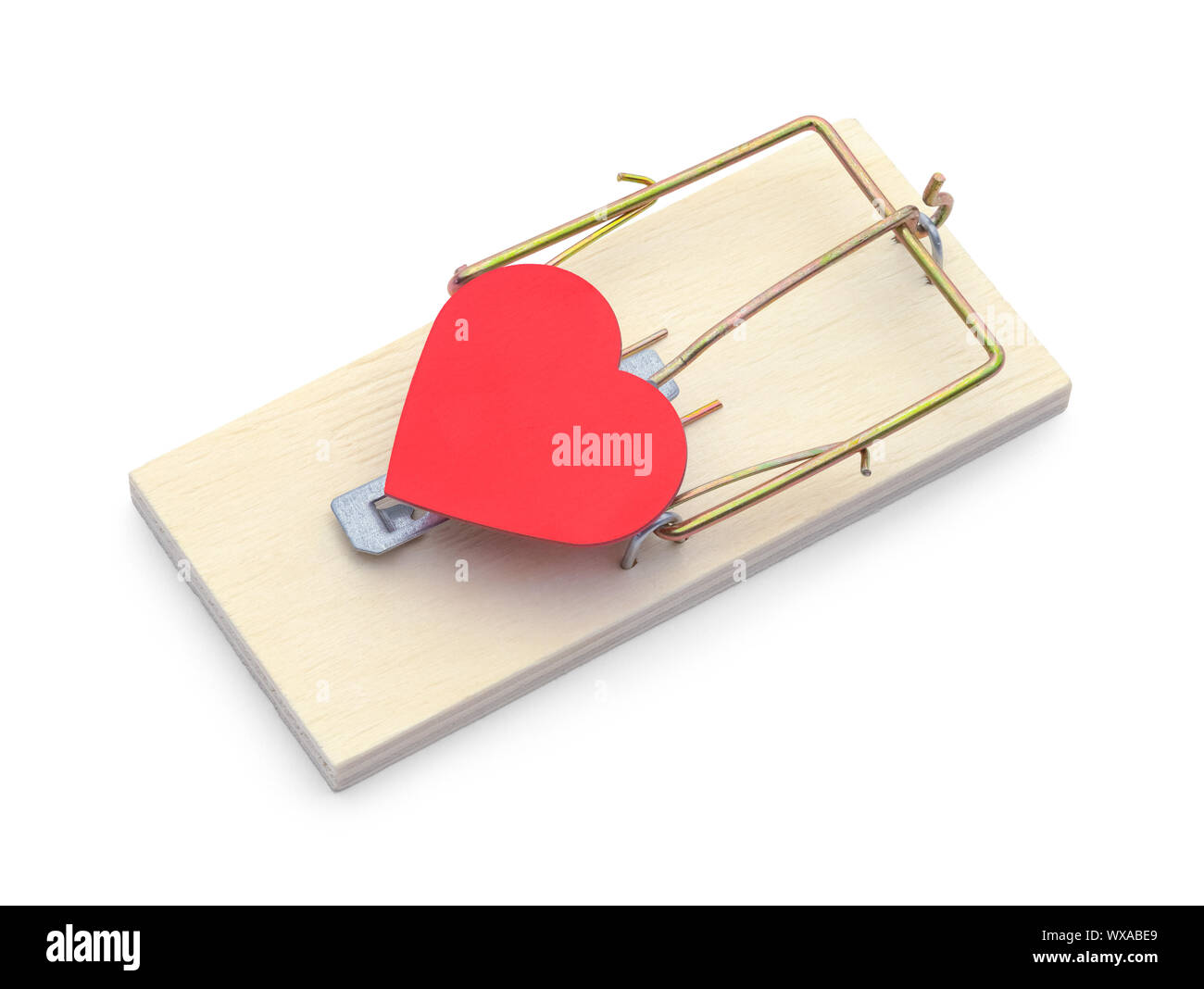 Mouse Trap with Heart Isolated on White Background. Stock Photo