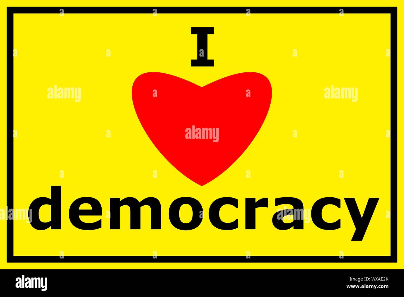 i love democracy sigh with heart showing freedom concept Stock Photo