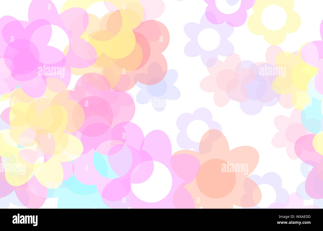 Cute Cartoon Flowers Background with Floral Art Stock Photo - Alamy