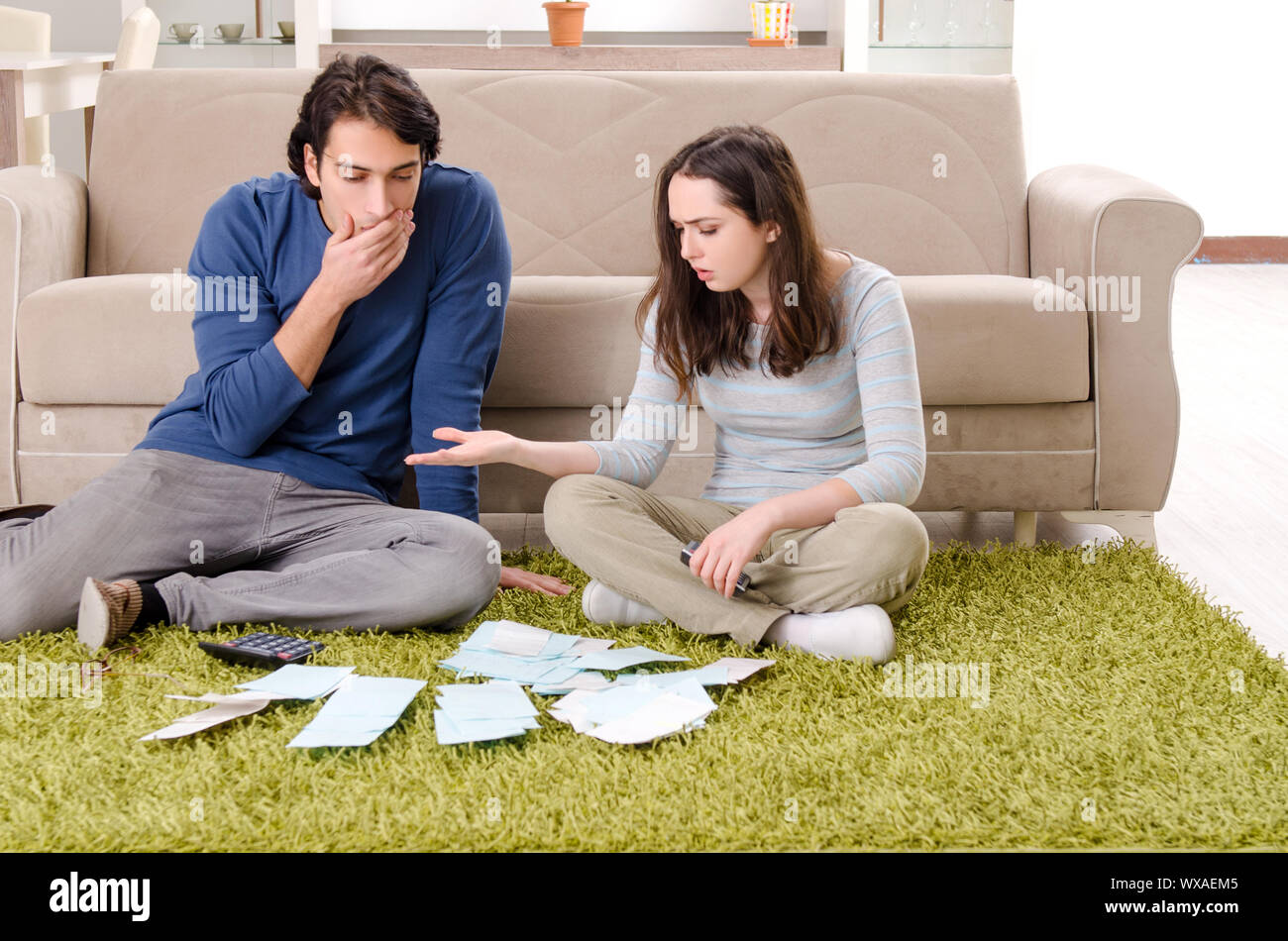 Young couple in budget planning concept Stock Photo