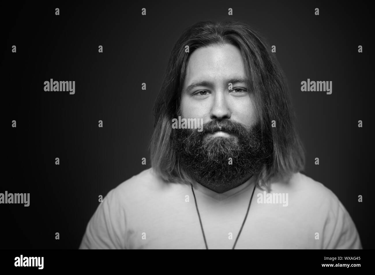 Caucasian man long beard Black and White Stock Photos & Images - Alamy