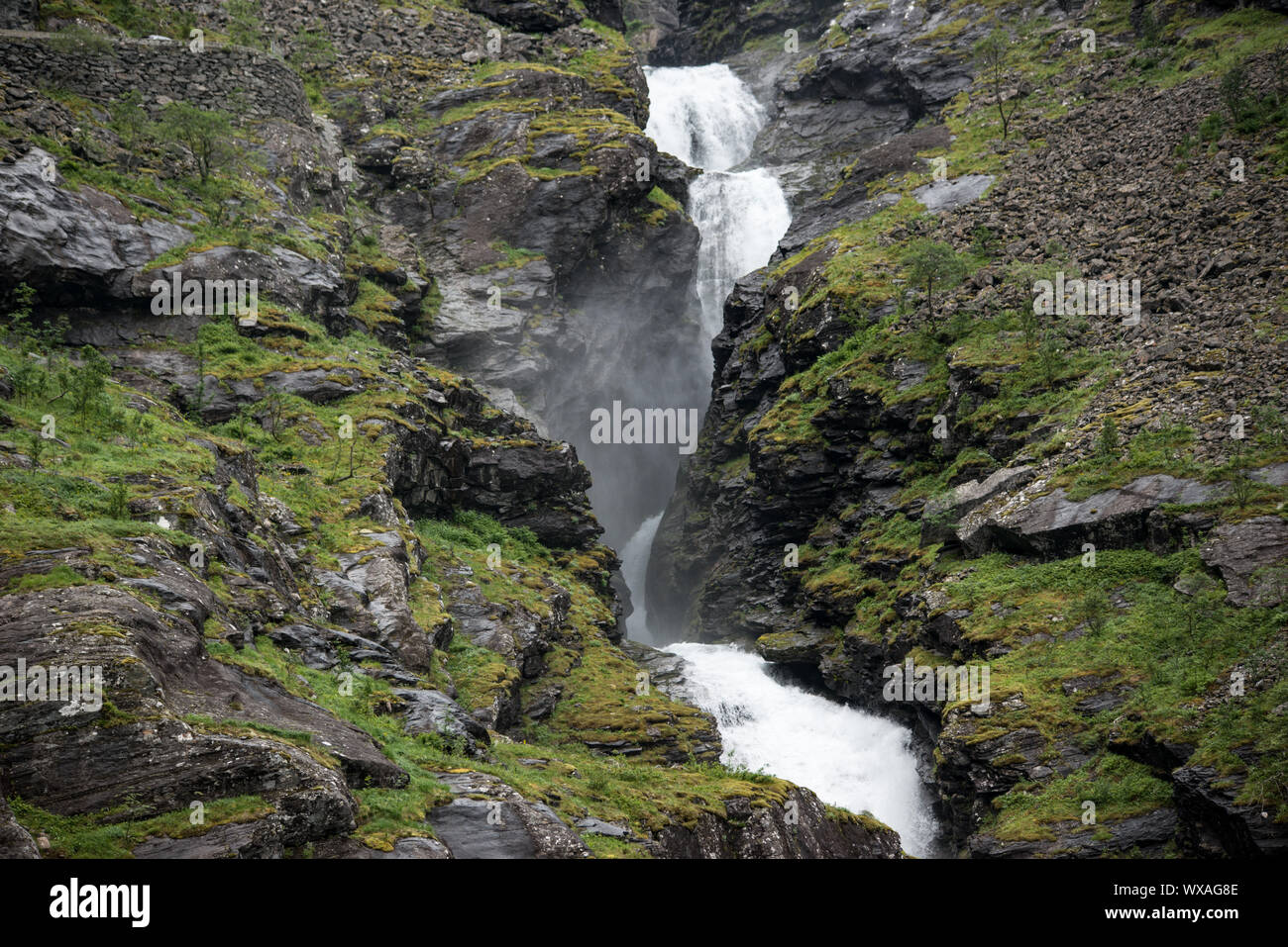 Stigfossen waterfall at Trollstigen Stock Photo