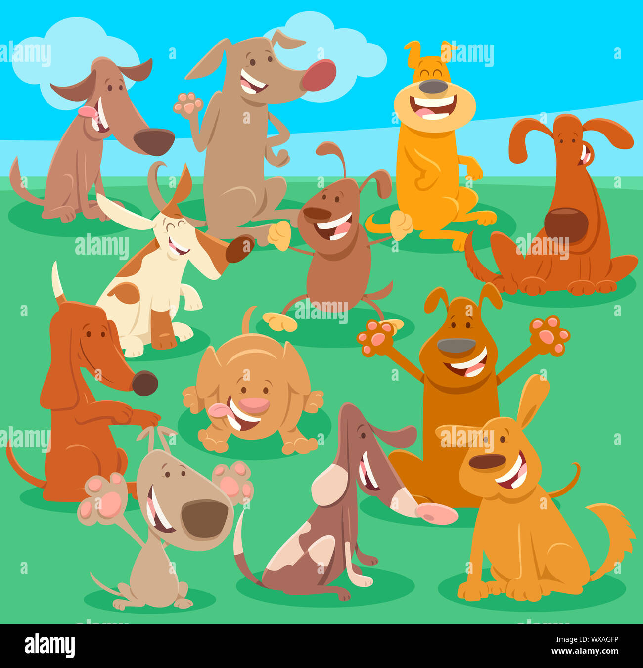many dogs cartoon characters group Stock Photo - Alamy