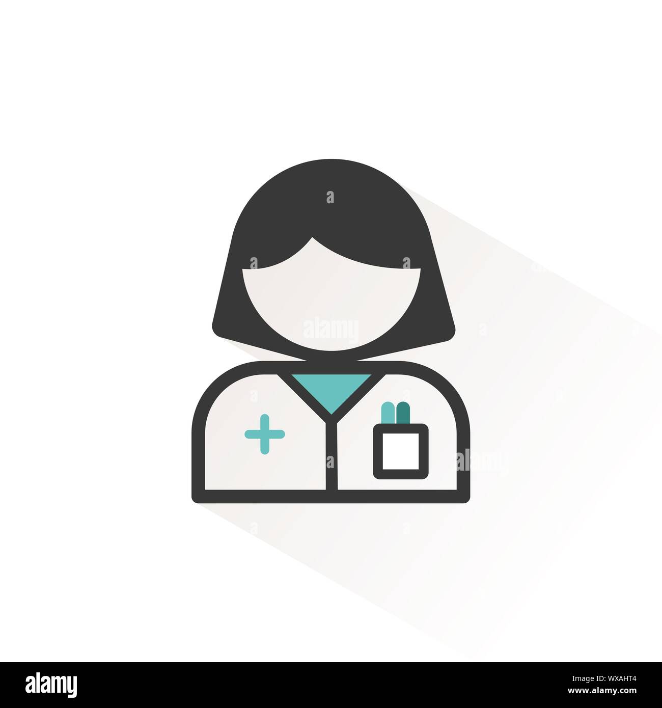 Pharmacist woman. Flat color icon with beige shade. Profession avatar ...