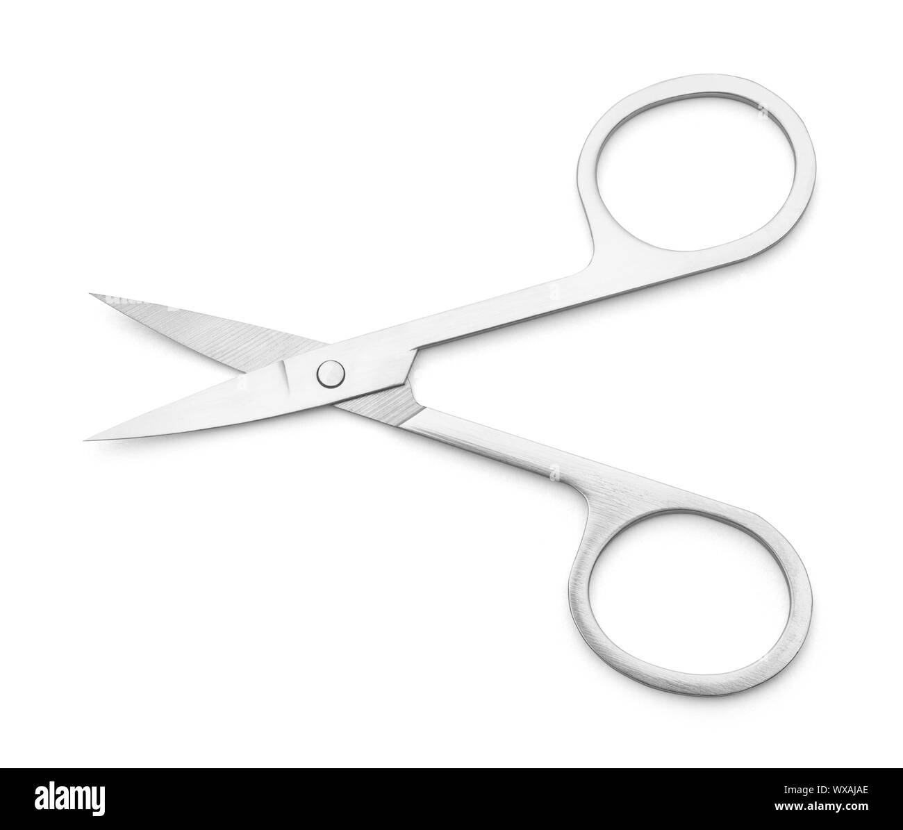 Small Nail Scissors Isolated on White Background. Stock Photo