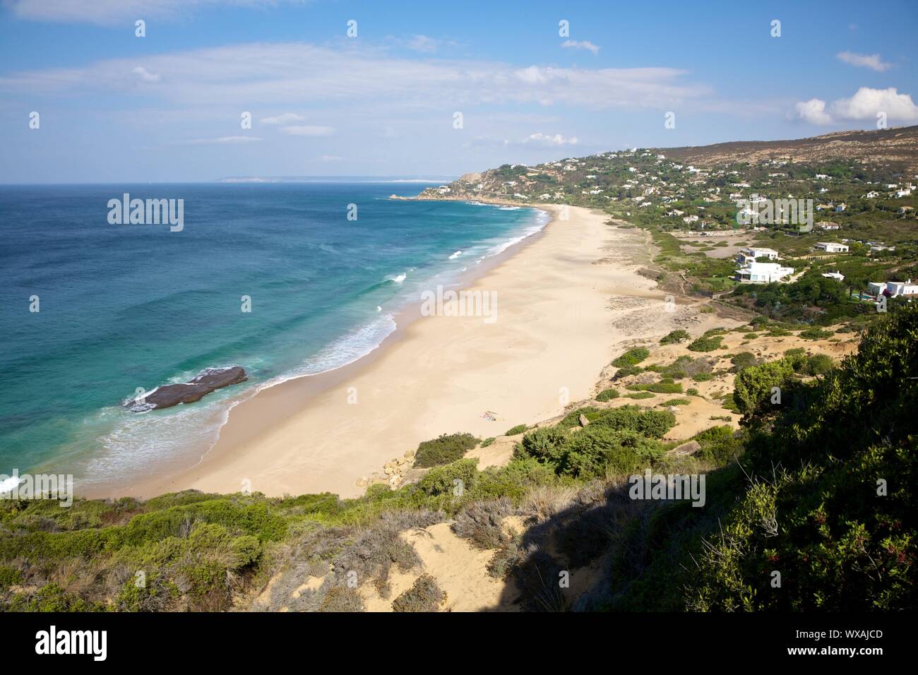sandy beach next to Zahara de los Atunes in Cadiz Andalusia Spain Stock Photo