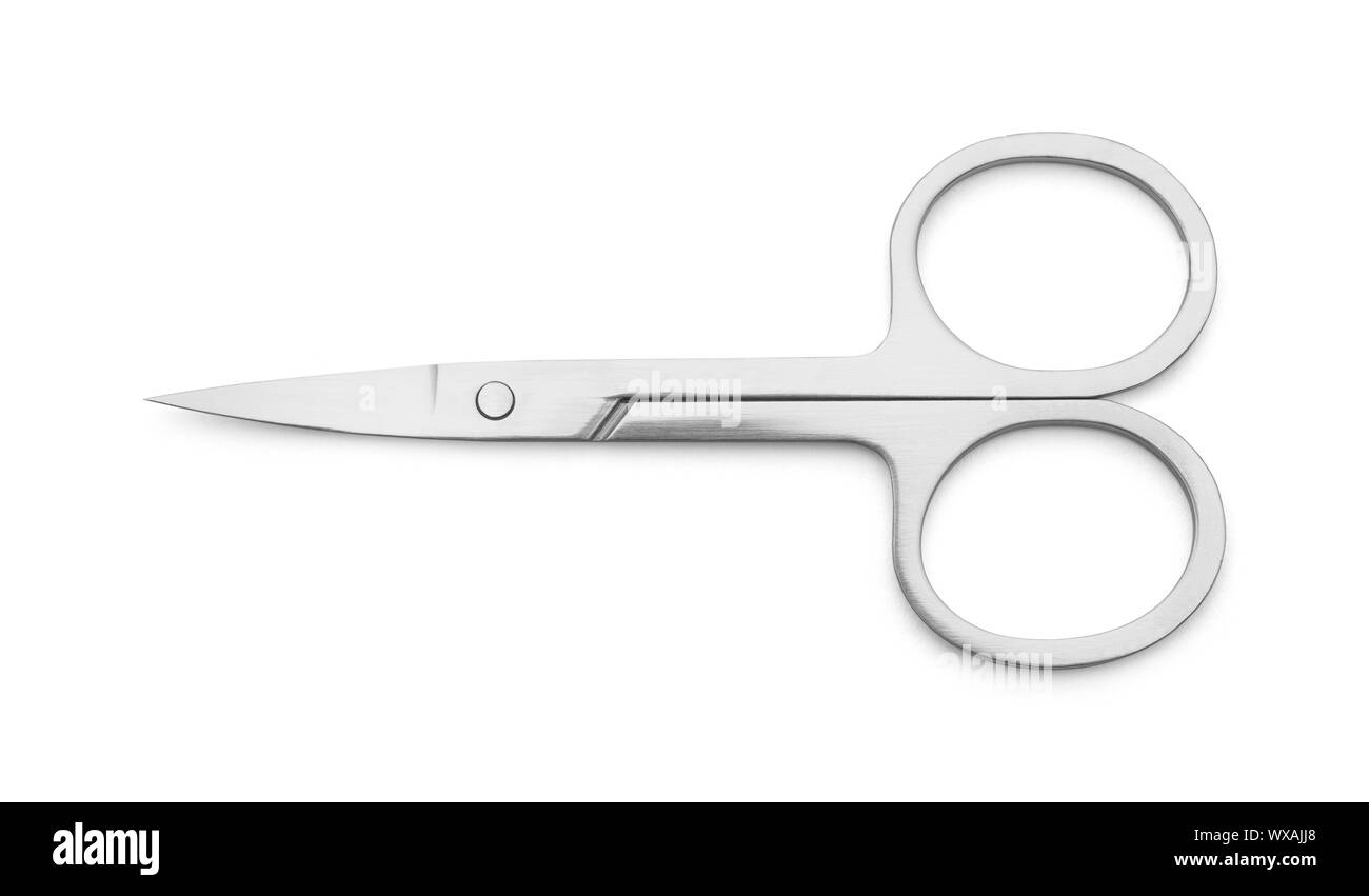 Small Scissors Closed Isolated on White Background. Stock Photo