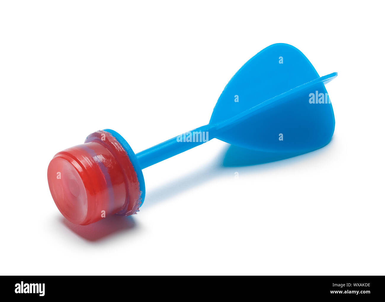 Blue Sticky Toy Dart Isolated on White Background. Stock Photo