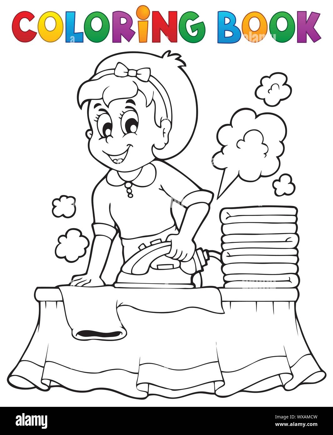 Coloring book with housewife 1 Stock Vector