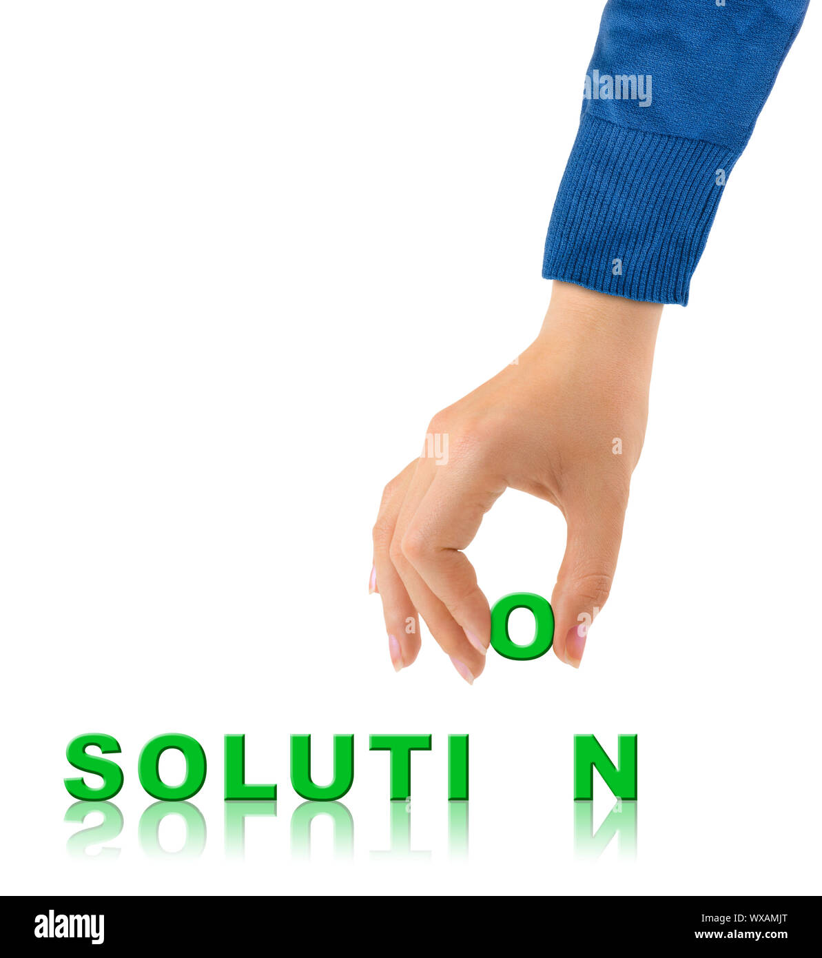 Hand and word Solution Stock Photo