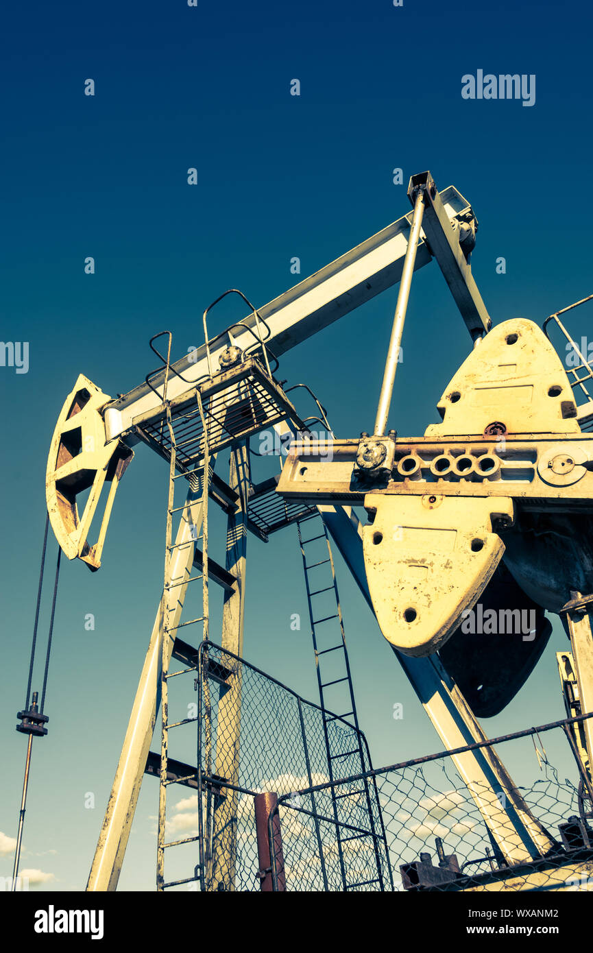 Oil pump, industrial equipment. Rocking machines for extraction of oil