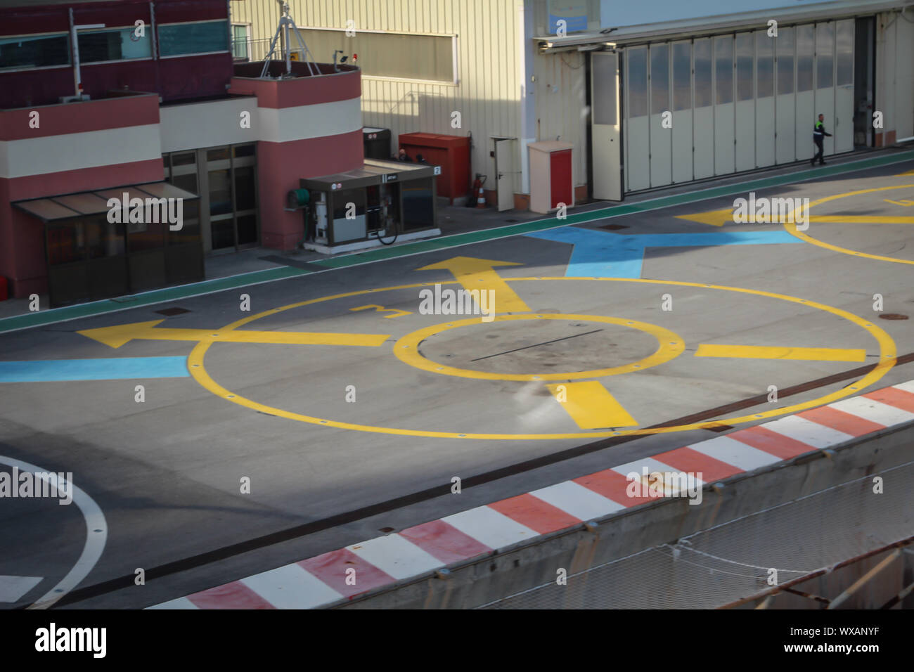 Helicopter landing pad by the sea Stock Photo Alamy