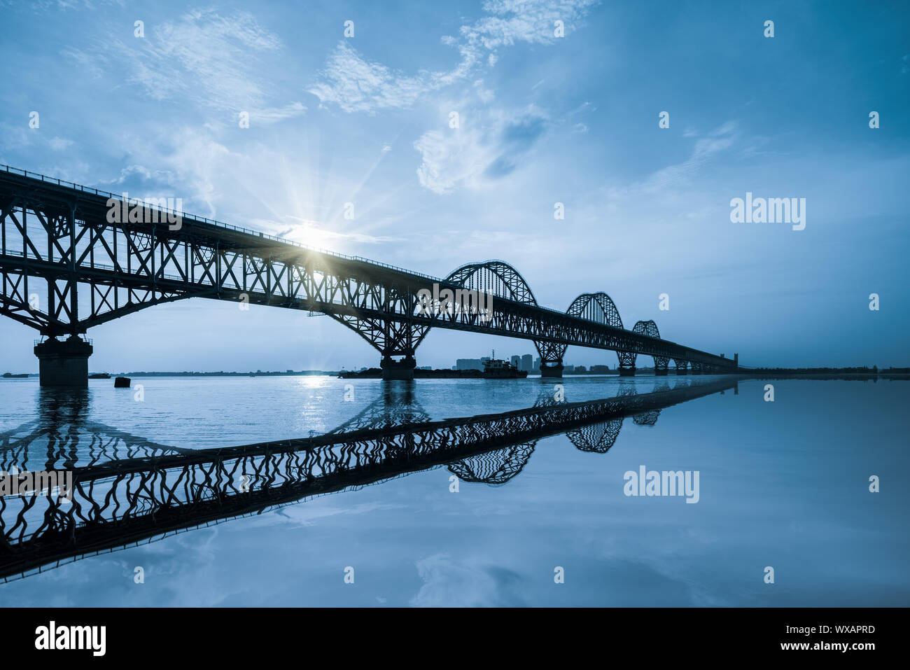 jiujiang yangtze river bridge Stock Photo