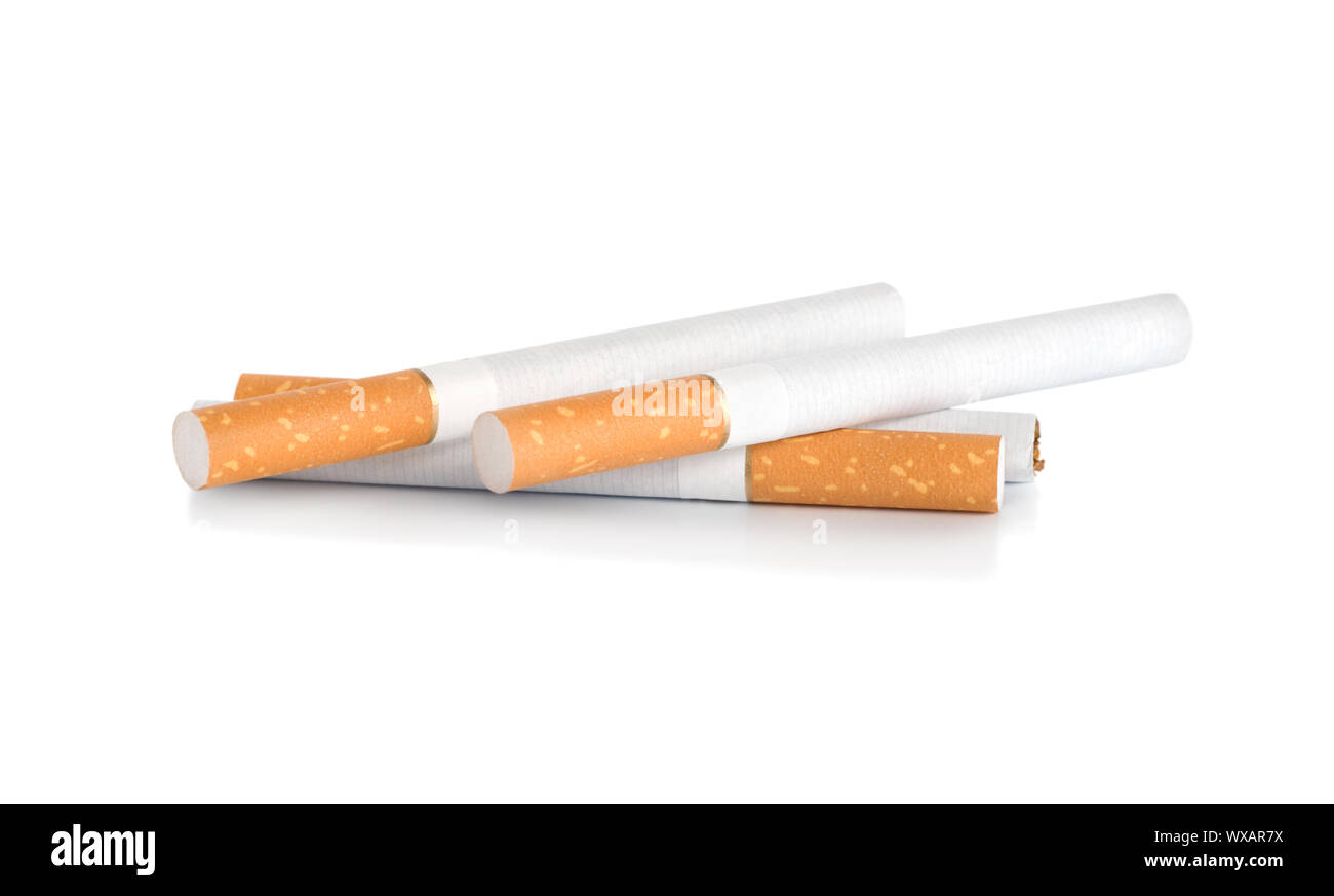 Four Cigarettes Isolated On White Background (path Stock Photo - Alamy