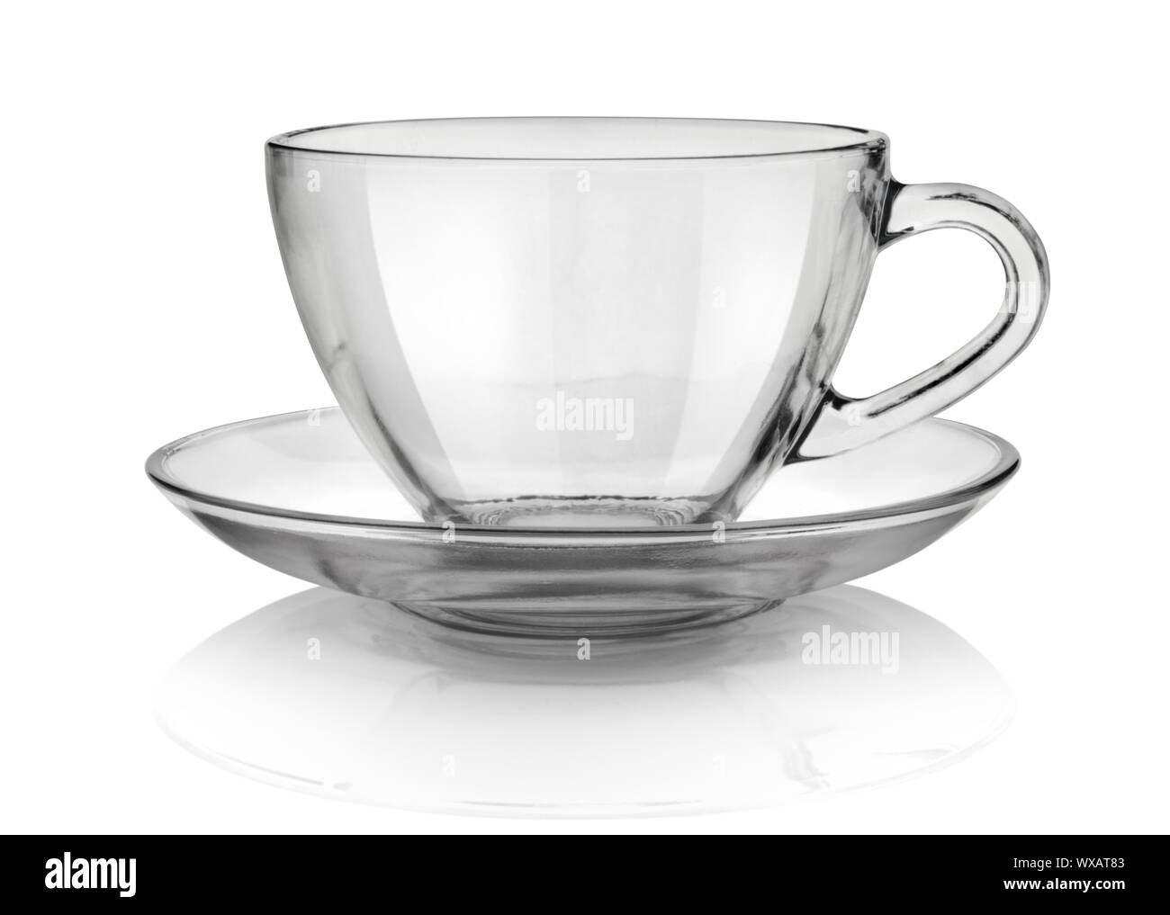 Glass cup and saucer isolated on white background Stock Photo Alamy