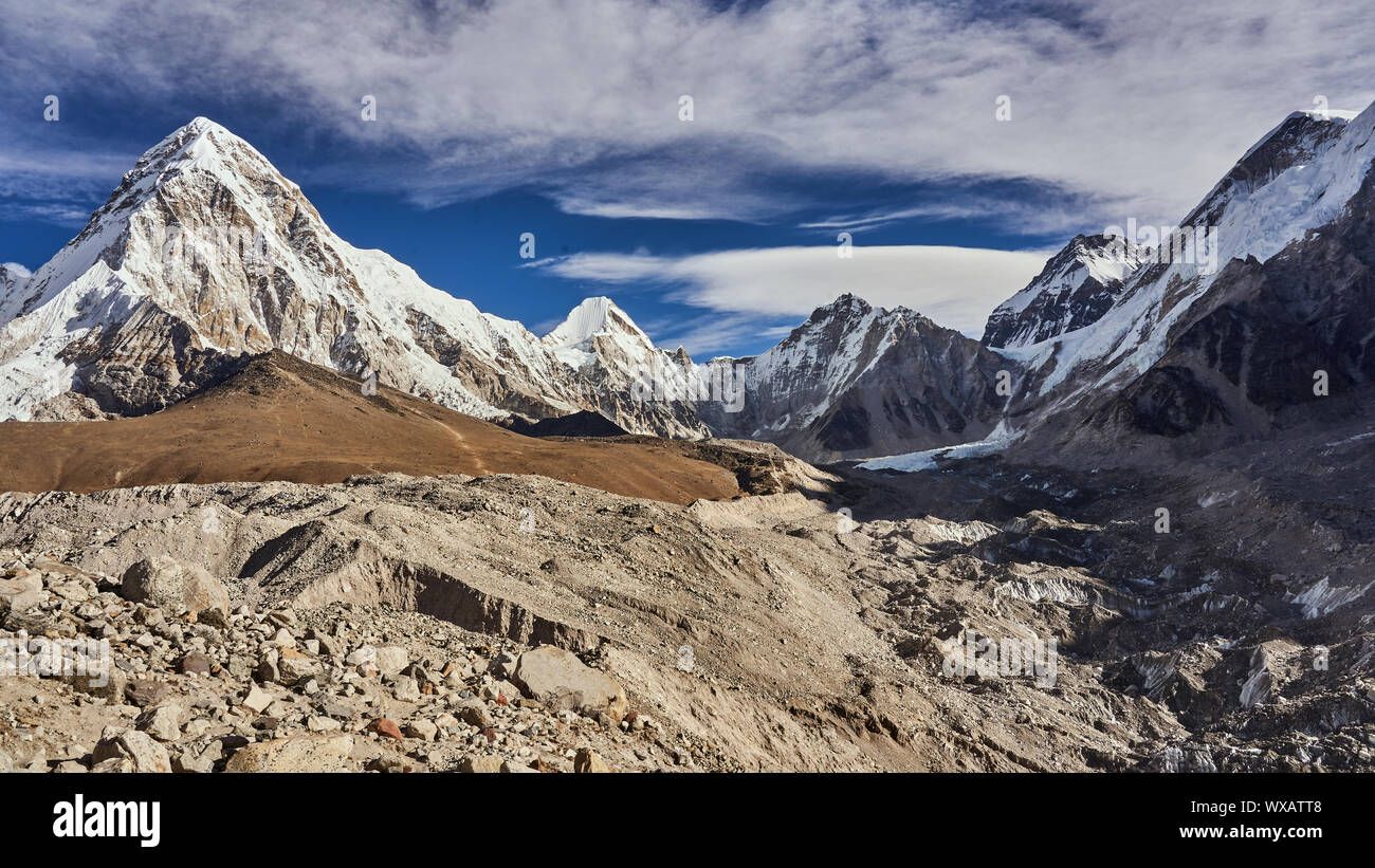 Mountain Pumori at Everest base camp in Nepal Stock Photo