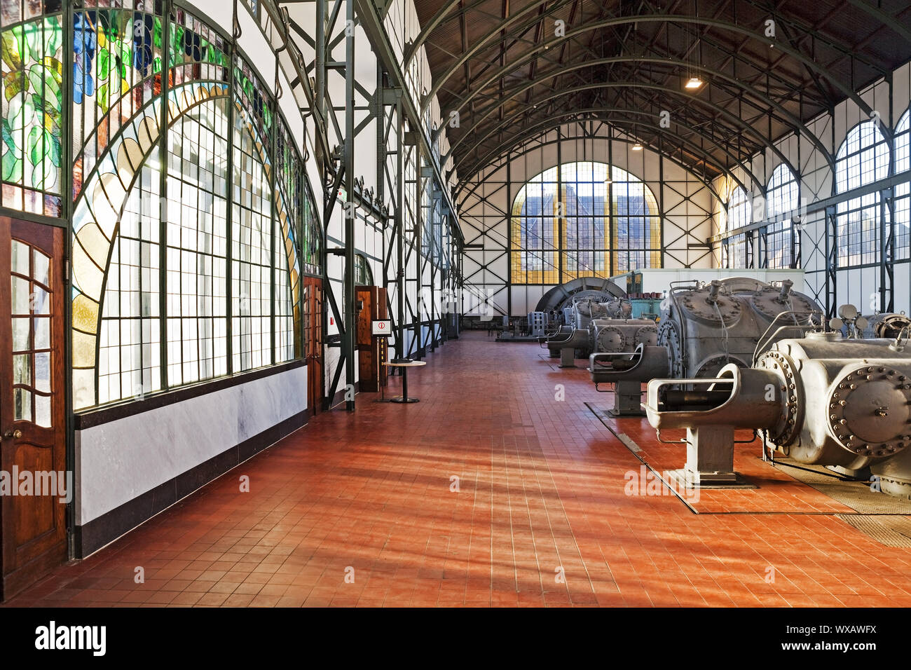Machine hall Zollern colliery with art nouveau windows, industrial museum, Dortmund, Germany, Europe Stock Photo