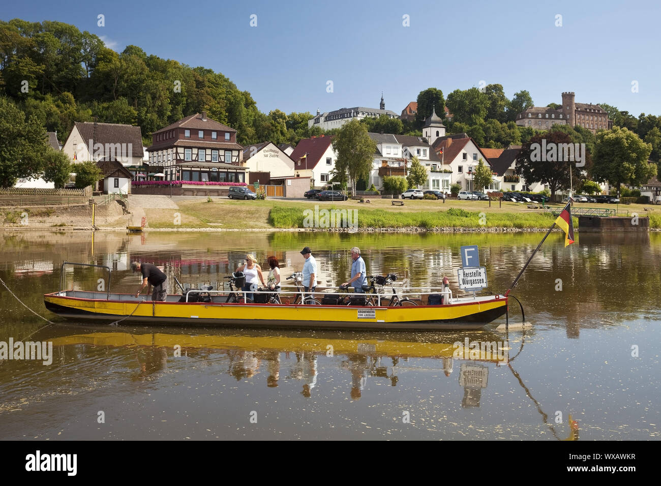Weser ferry Herstelle Wuergassen, Beverungen, North RhineWestphalia