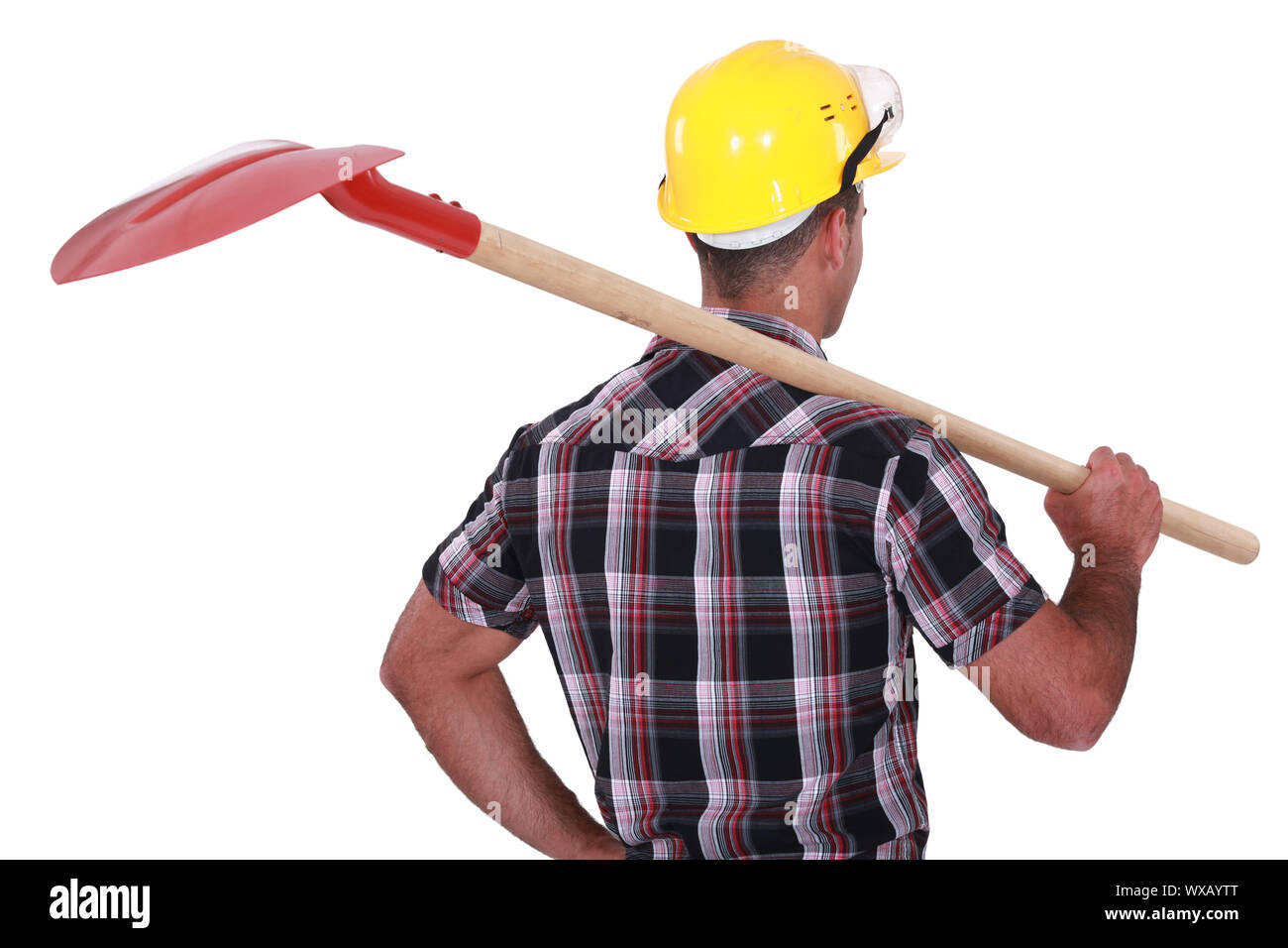 craftsman holding a shovel on his shoulder Stock Photo - Alamy