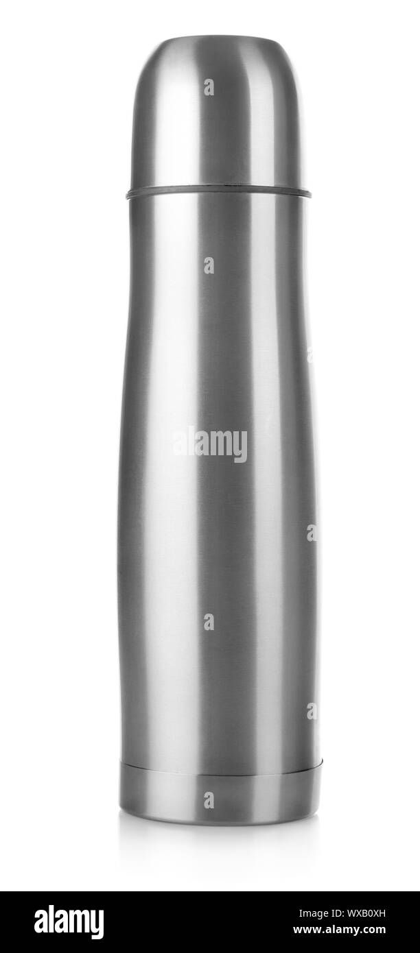 Stainless steel thermos isolated on white background Stock Photo Alamy