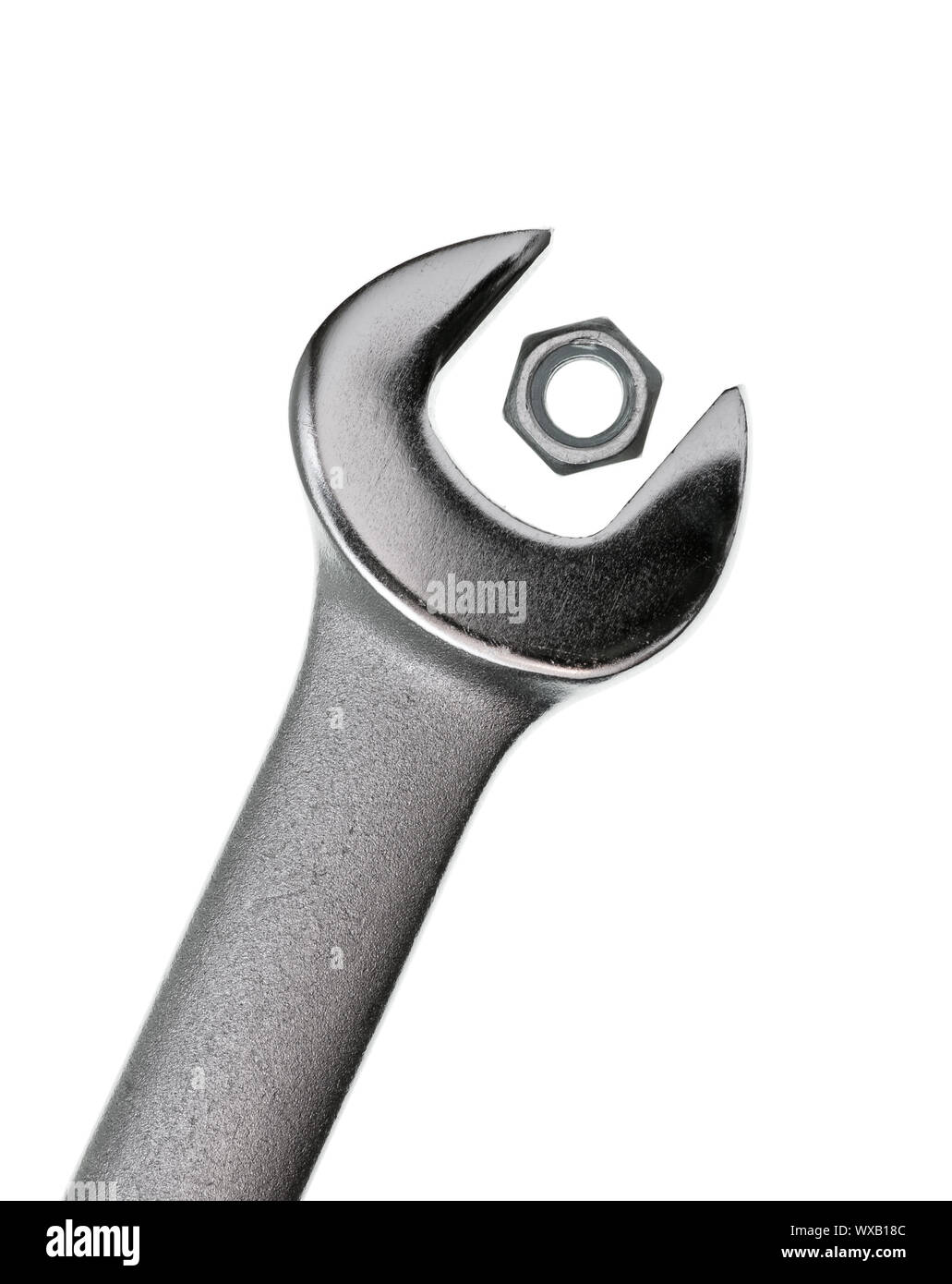 Wrong wrench for hex nut on white background Stock Photo Alamy