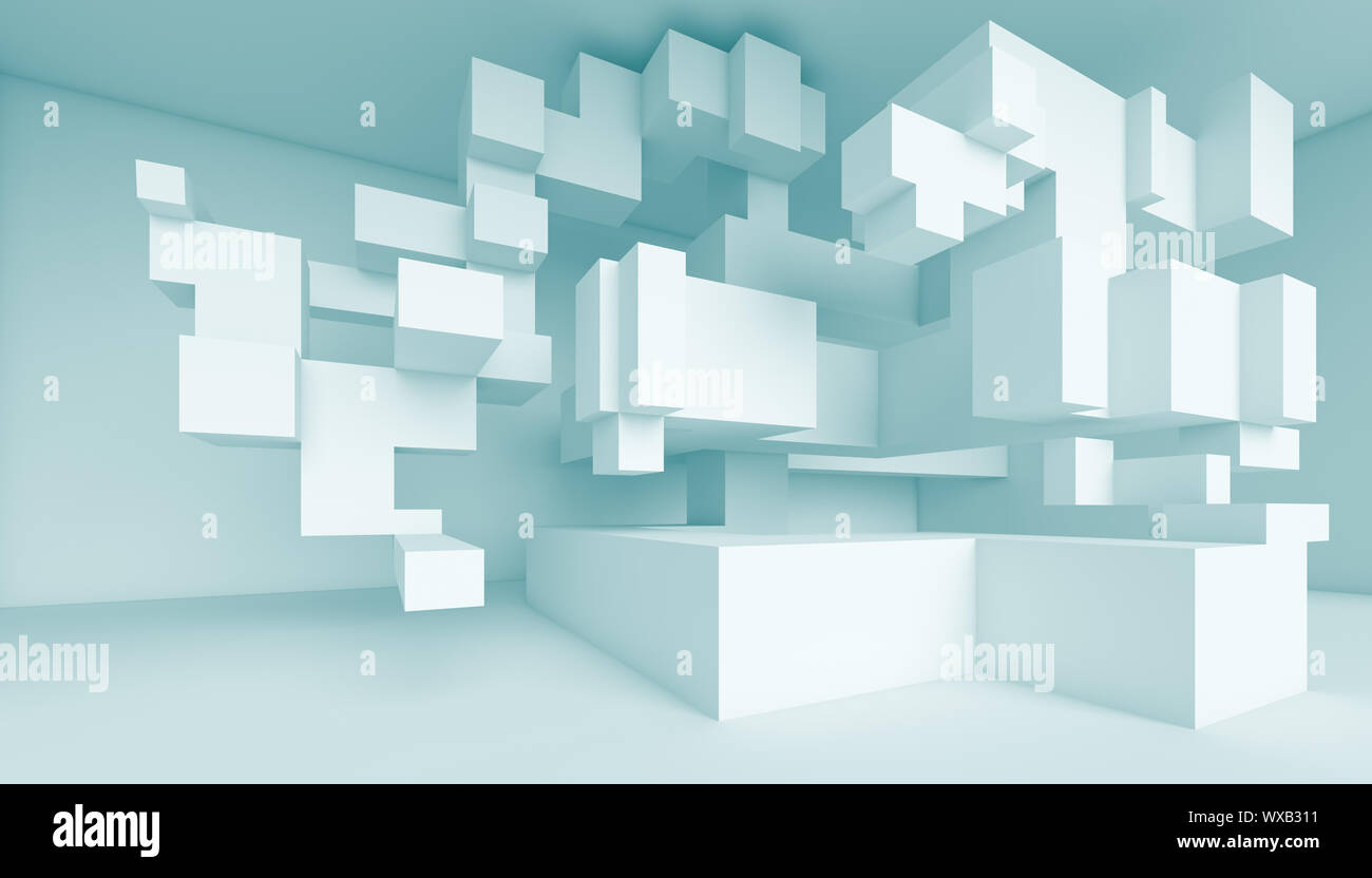 3d Illustration of Blue Abstract Architecture Background Stock Photo ...