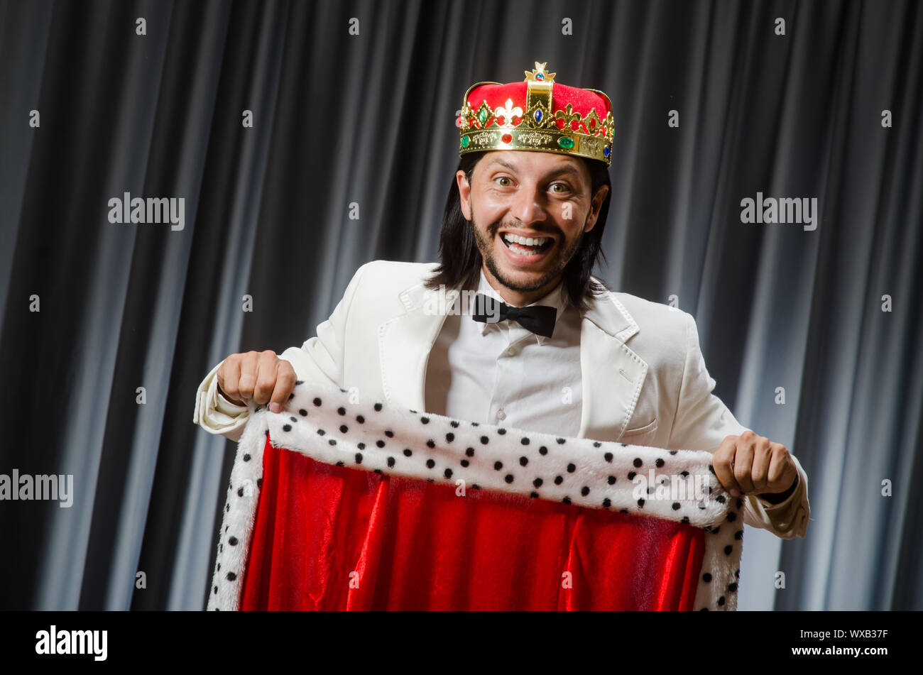 Funny king wearing crown in coronation concept Stock Photo Alamy