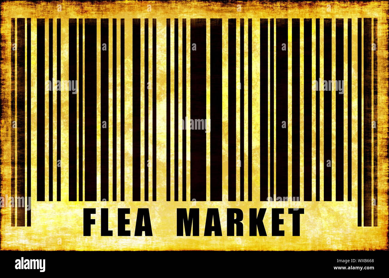 Flea Market Sign on Abstract Art Background Stock Photo
