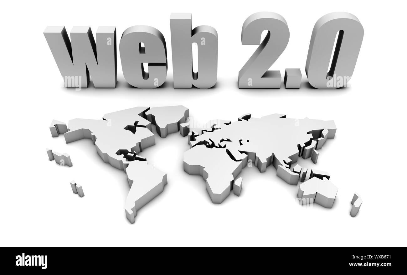Web 2.0 with 3d Globe Map Concept Stock Photo