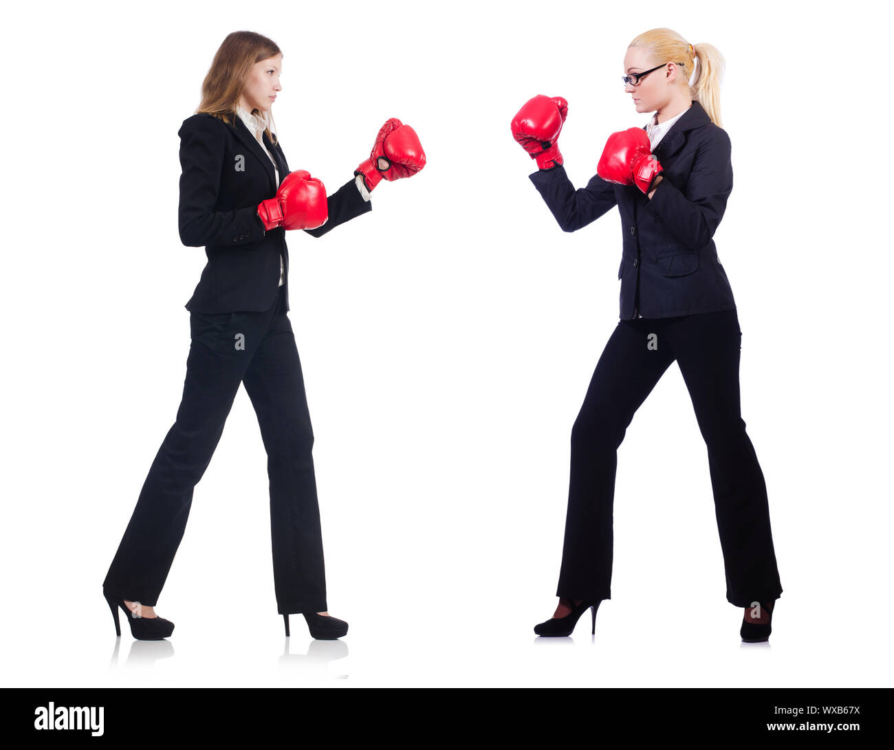 Pair in funny boxing concept Stock Photo
