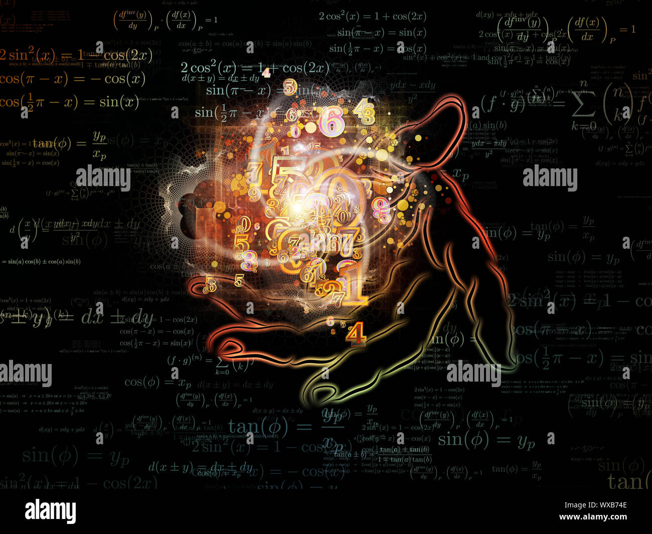 Hand of Technology series. Design made of human hand and science ...