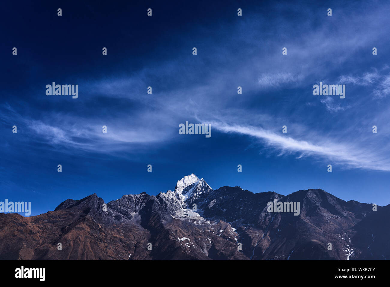 Mountain Thamserku in Nepal Stock Photo