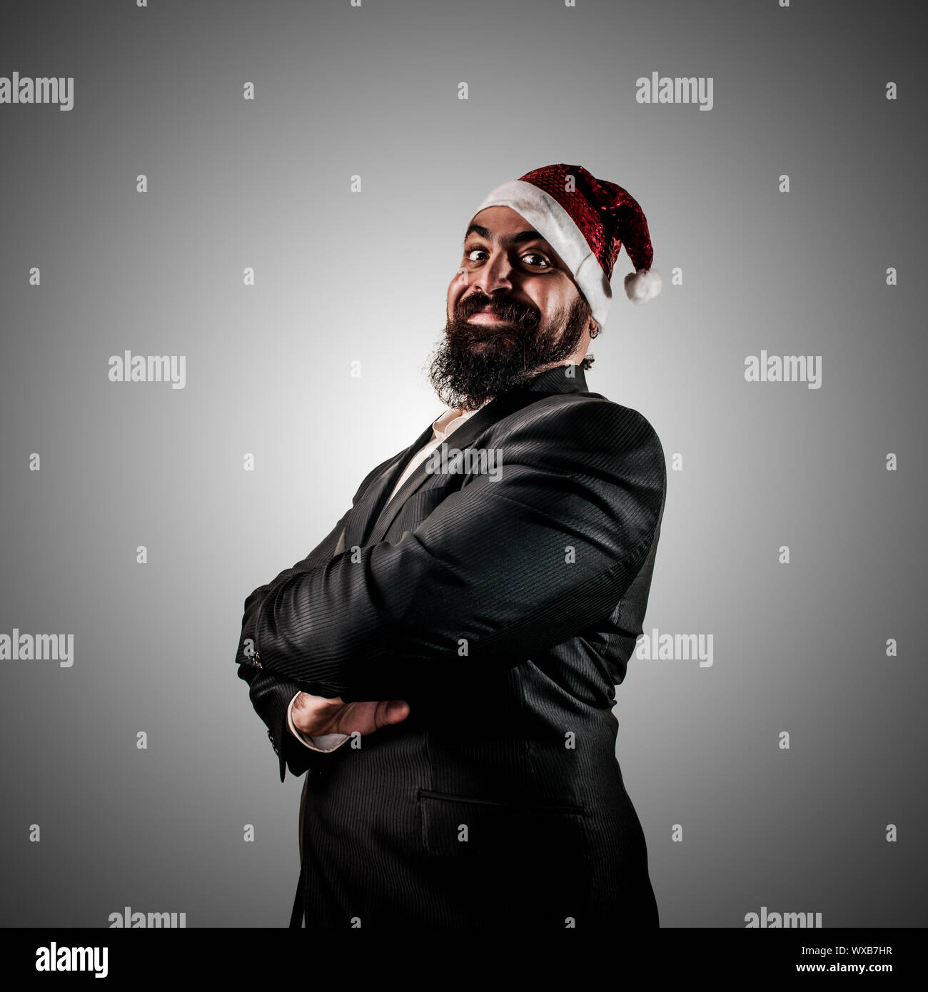 Smile Natale.Happy Modern Elegant Santa Claus Babbo Natale On Grey Background Stock Photo Alamy