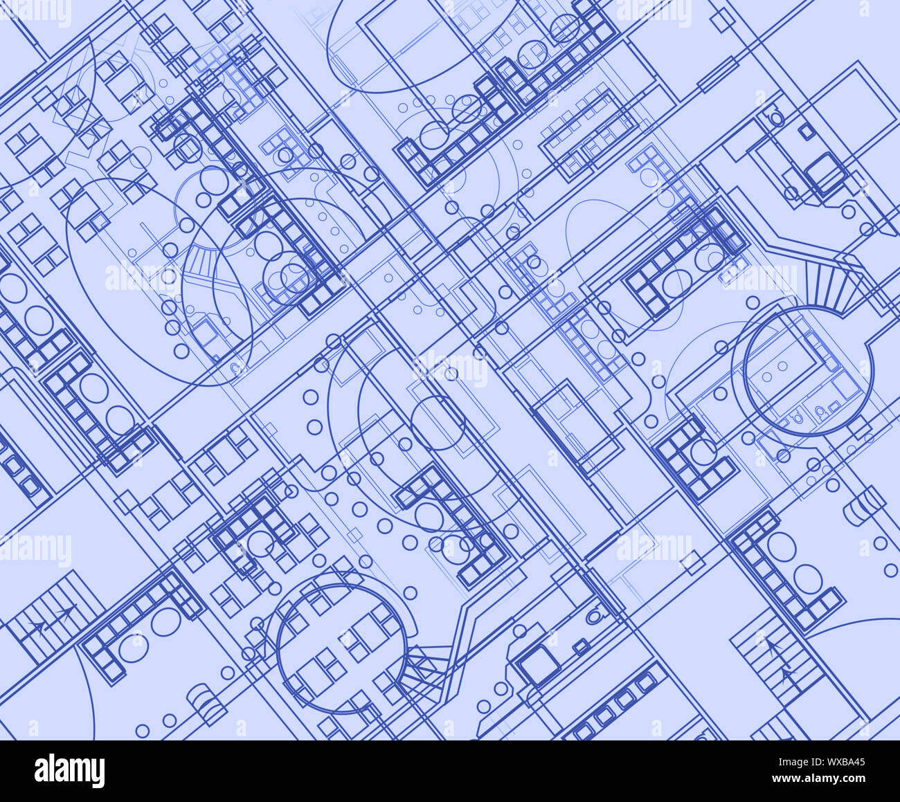Architectural background with technical drawings. Blueprints plan texture. Drawing part of architectural project. Stock Photo