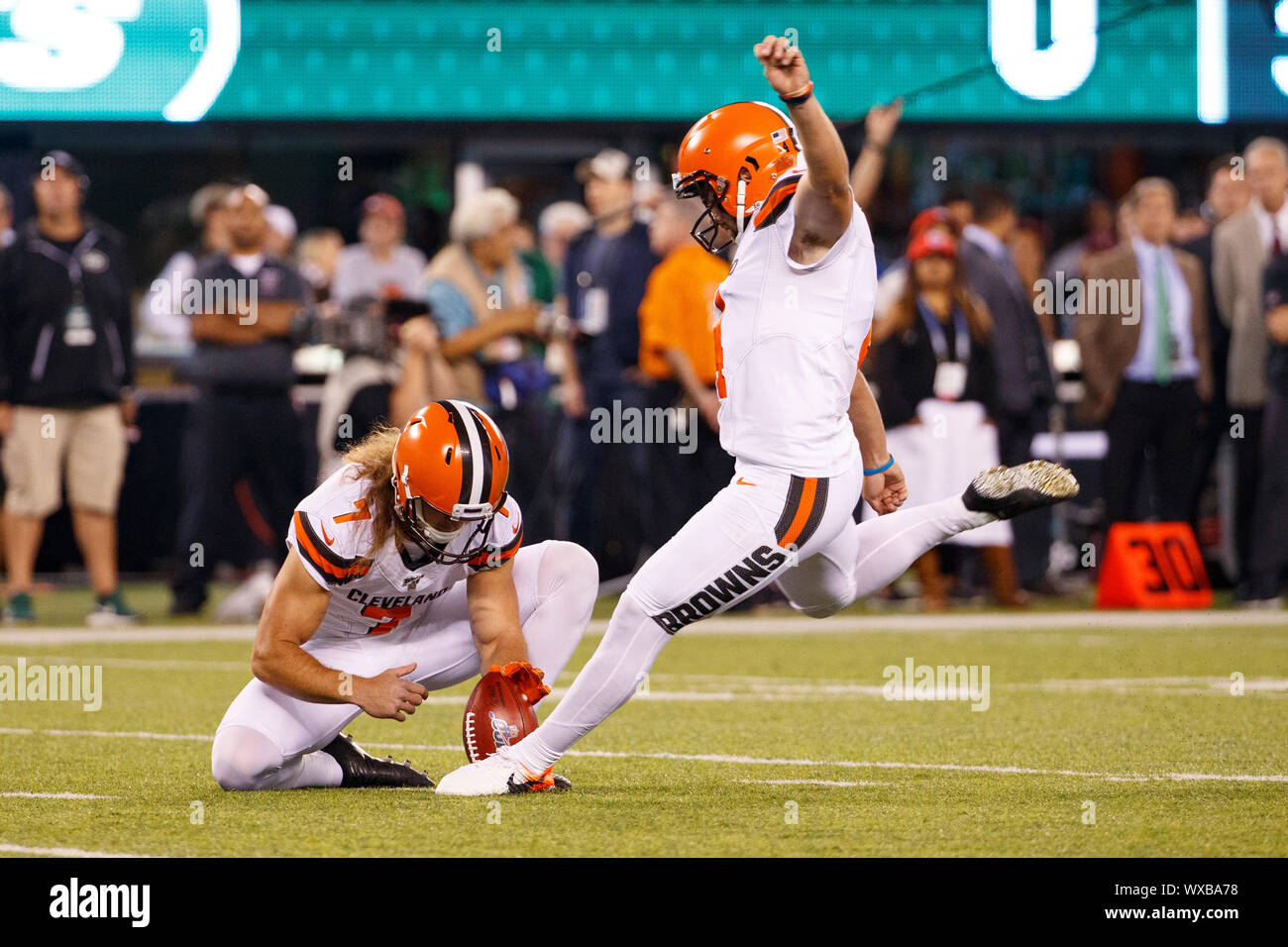 Cleveland Browns punter Jamie Gillan (7) during warm ups before an NFL  preseason football game against the Jacksonville Jaguars, Saturday, Aug.  14, 2021, in Jacksonville, Fla. (AP Photo/Stephen B. Morton Stock Photo -  Alamy