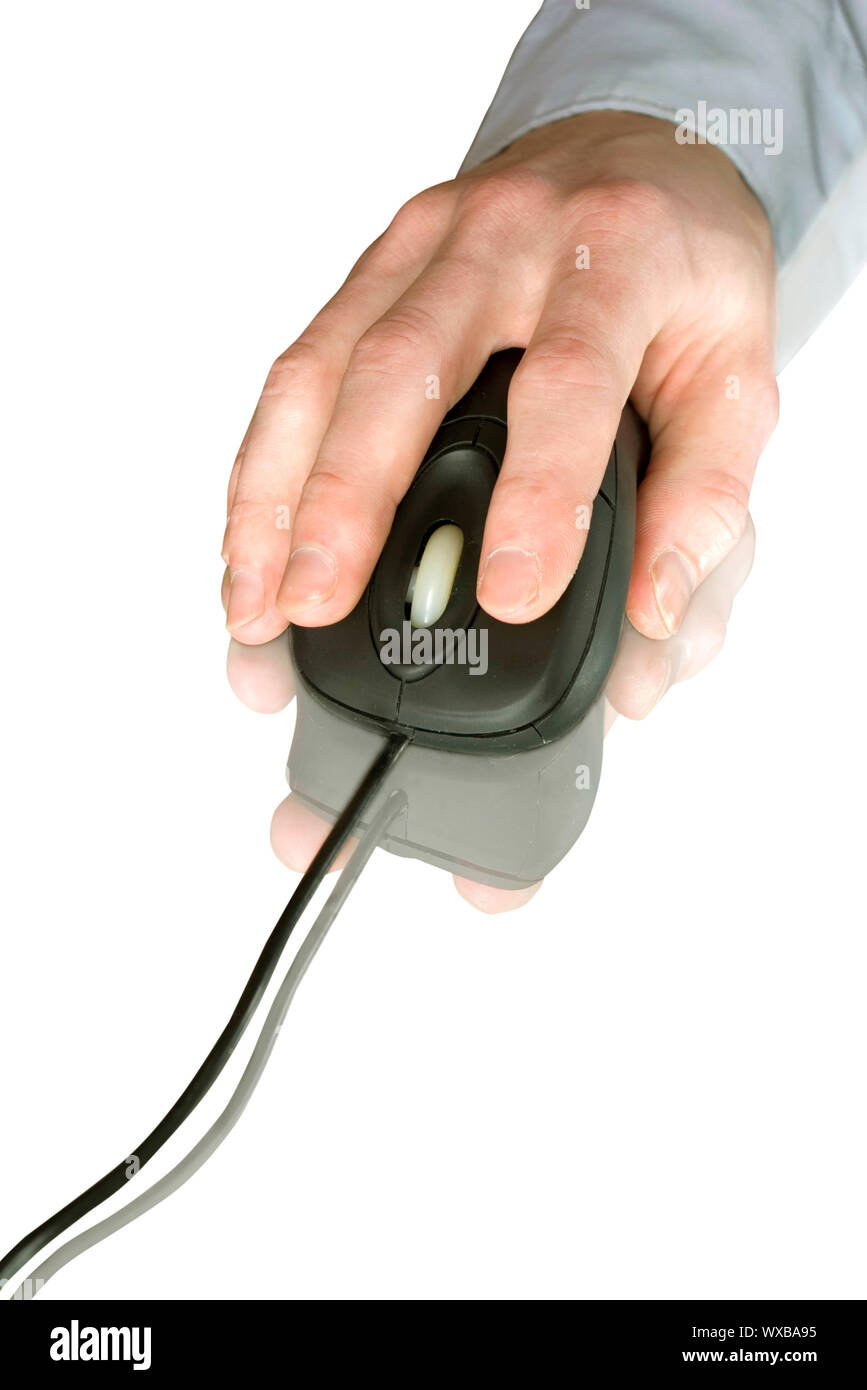 black computer mouse and hand Stock Photo - Alamy