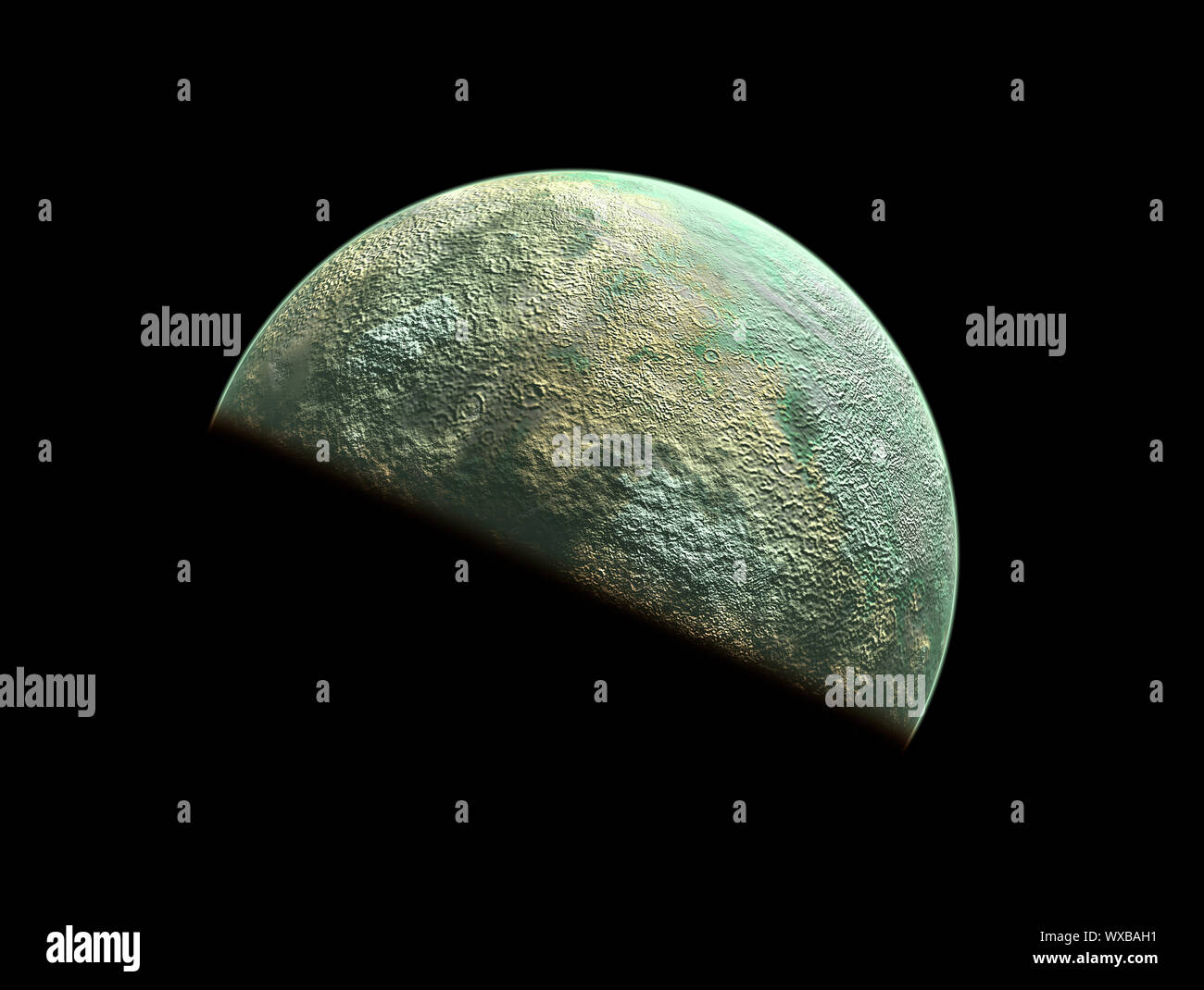 Planet in space with atmosphere and land masses Stock Photo